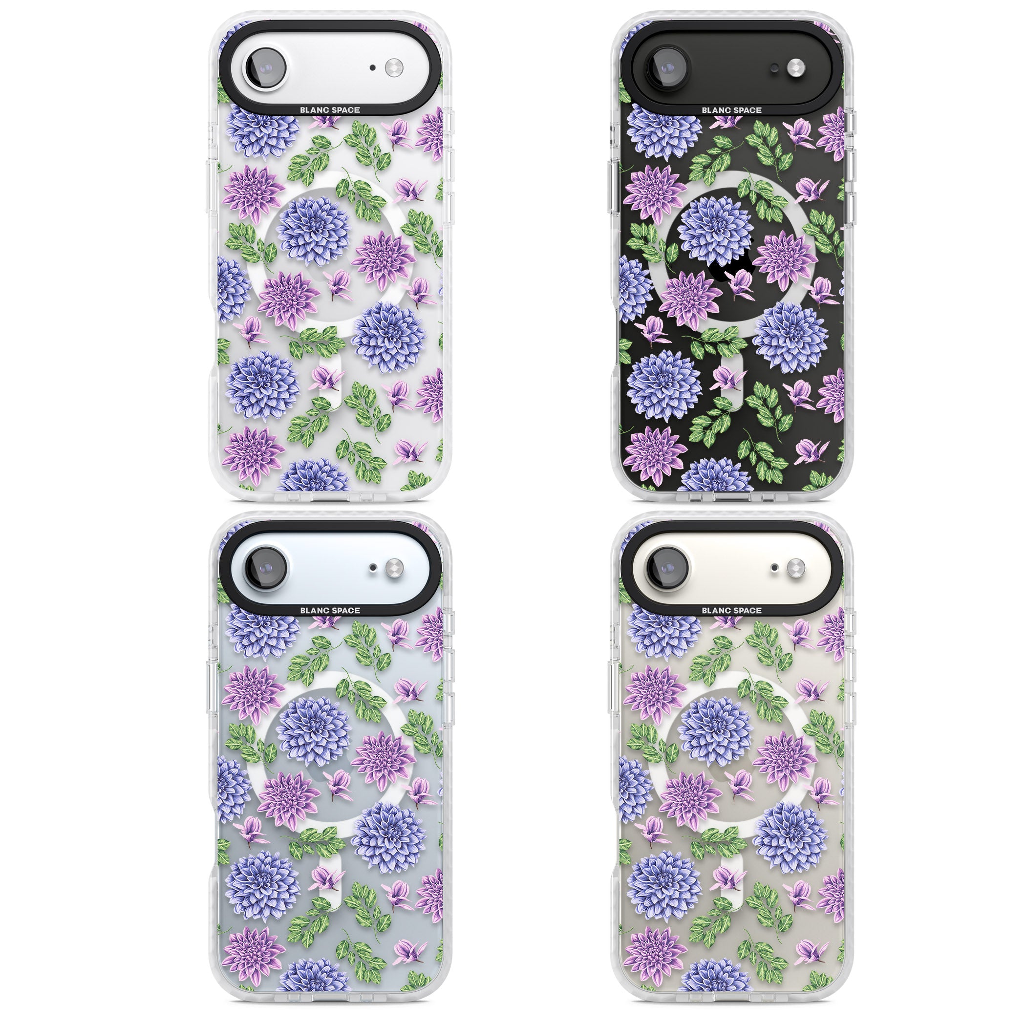 Purple Dahlias Floral iPhone 17 Air Impact Pro Clear Phone Case APT Impact Protection