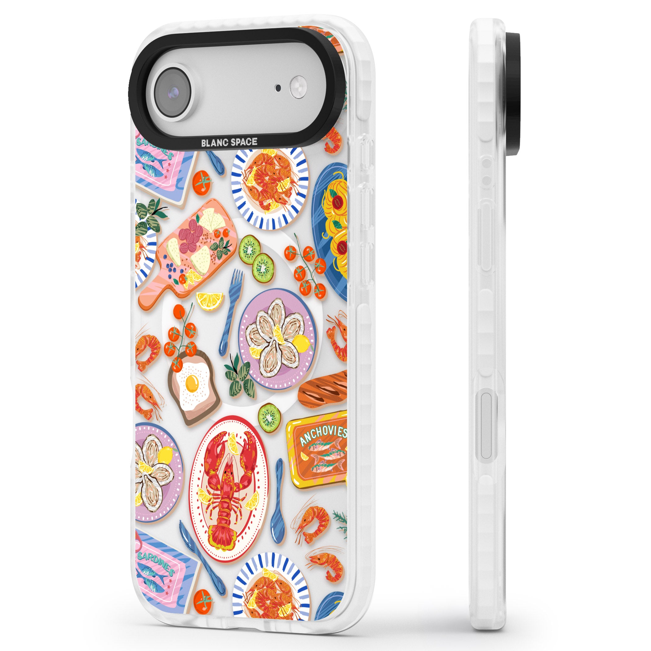 Seafood Pattern iPhone 17 Air Impact Pro Clear Phone Case Side Profile