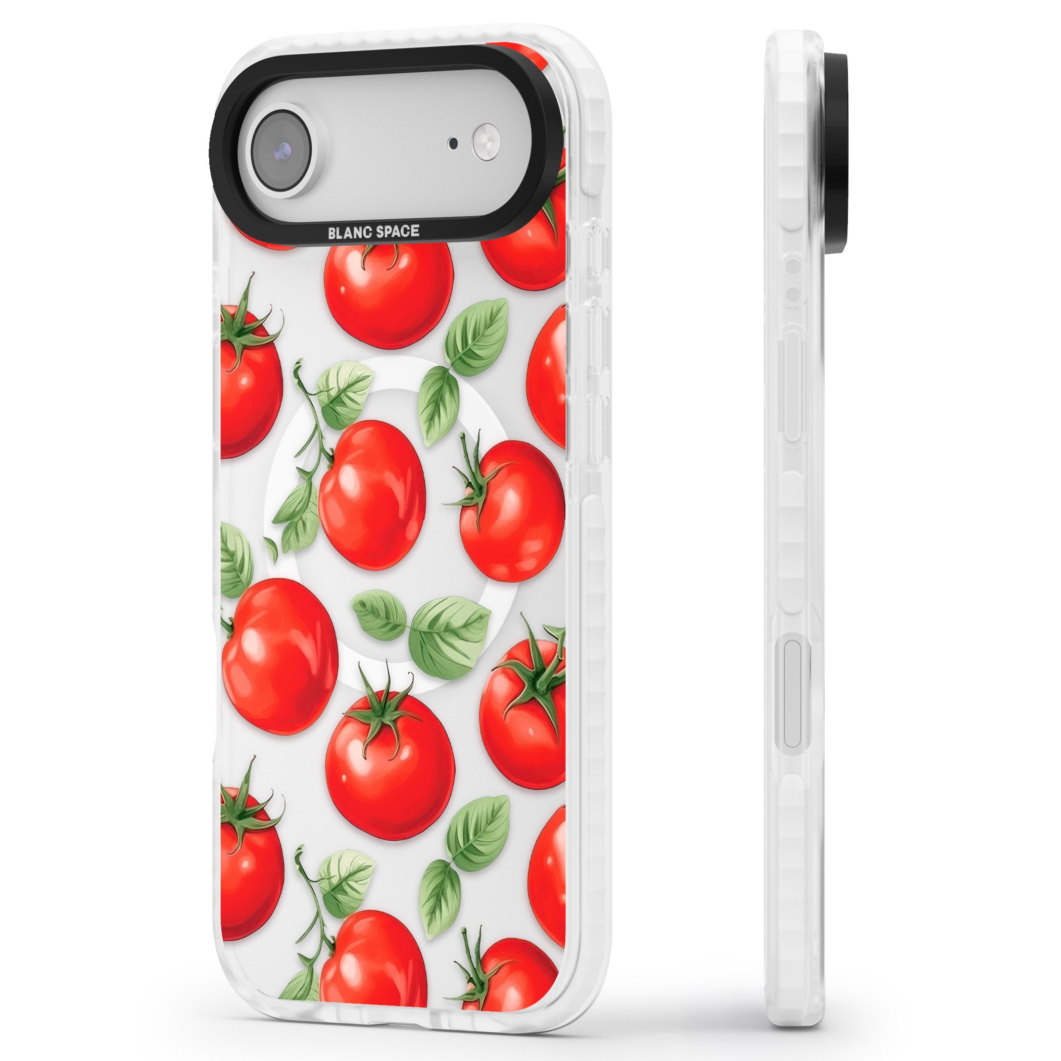 Tomato Pattern iPhone 17 Air Impact Pro Clear Phone Case Side Profile