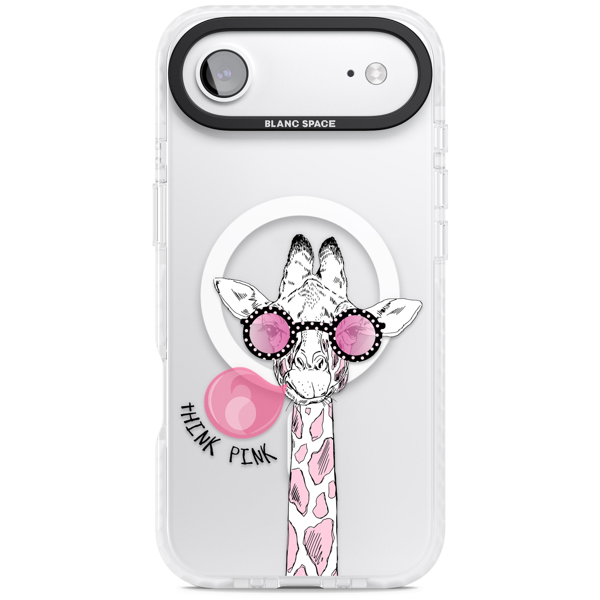 Think Pink Giraffe iPhone 17 Air Impact Pro Clear Phone Case