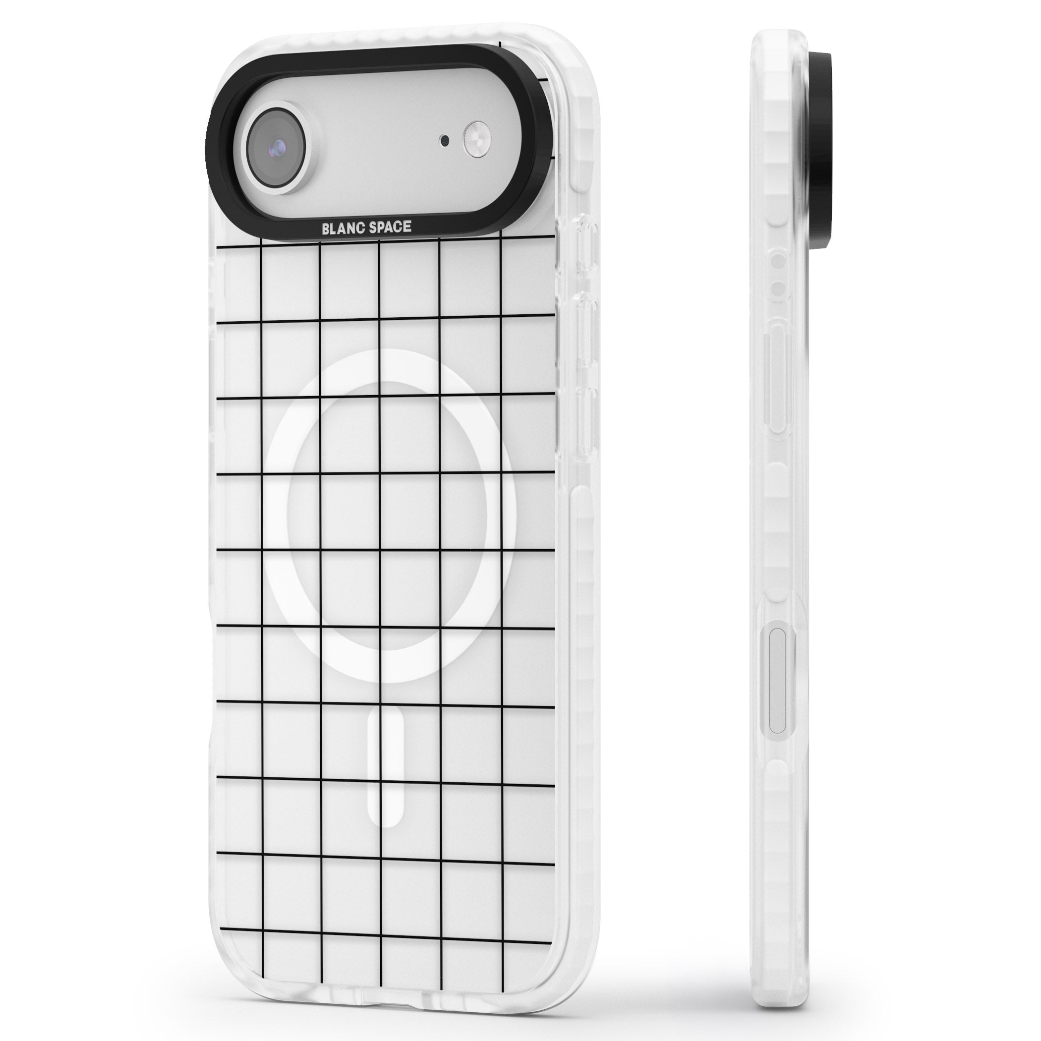 Simplistic Large Grid iPhone 17 Air Impact Pro Clear Phone Case Side Profile