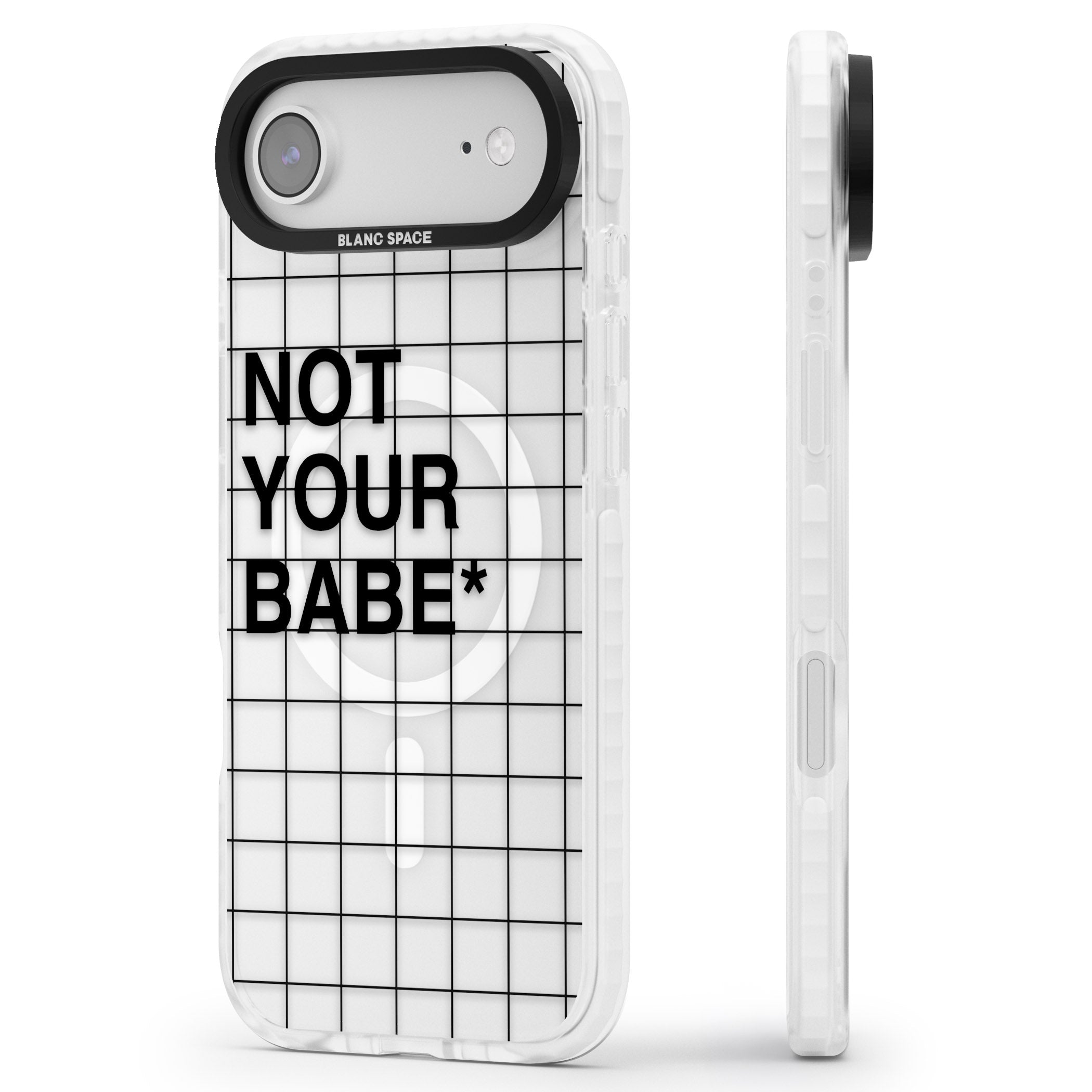 Not Your Babe iPhone 17 Air Impact Pro Clear Phone Case Side Profile