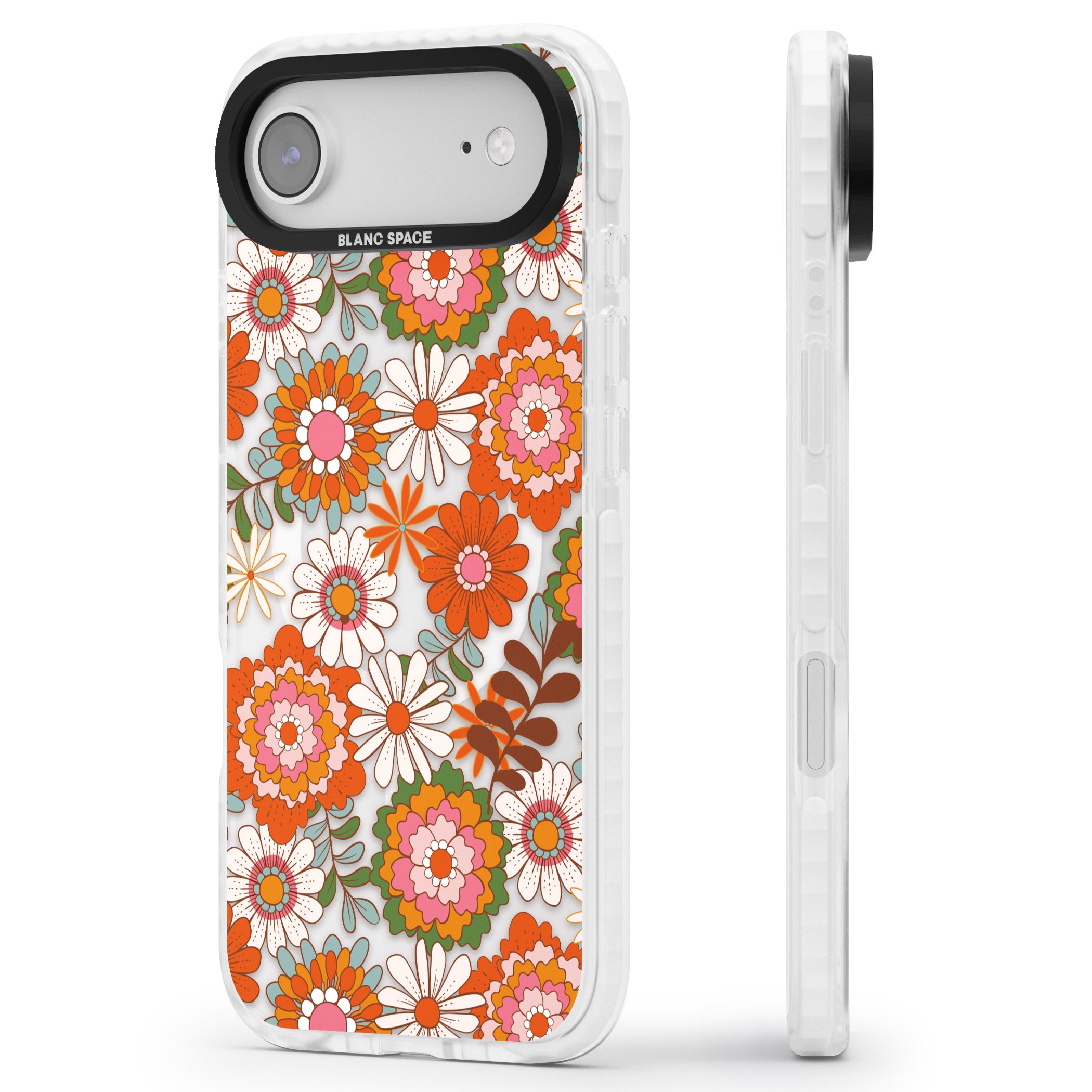 Seventies Bloom iPhone 17 Air Impact Pro Clear Phone Case Side Profile