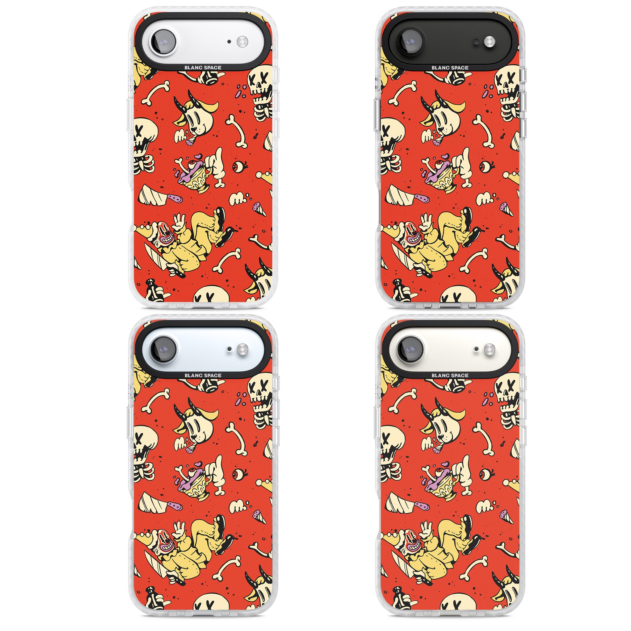 Red Retro Halloween Pattern iPhone 17 Air Impact Pro Clear Phone Case APT Impact Protection