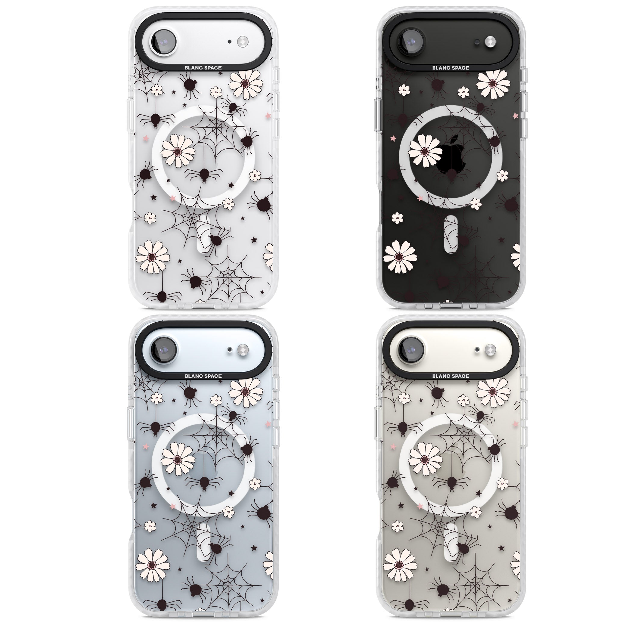 Spiders And Flowers Pattern iPhone 17 Air Impact Pro Clear Phone Case APT Impact Protection