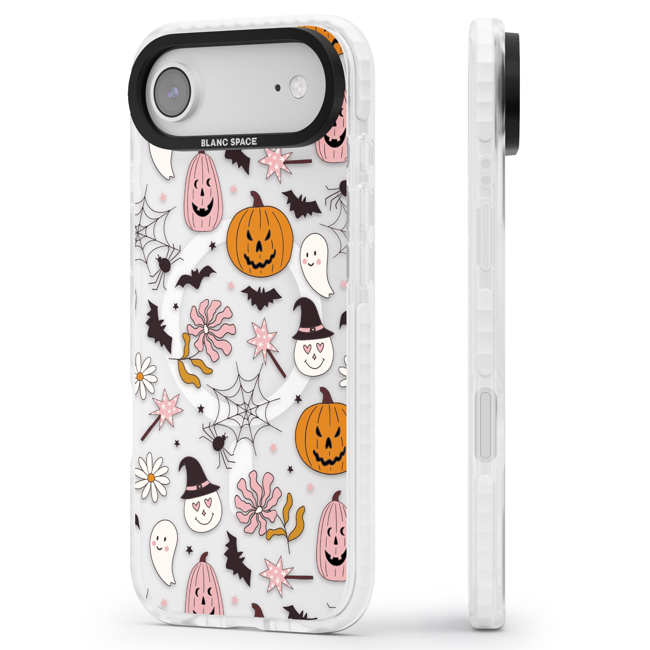 Spooky Mix iPhone 17 Air Impact Pro Clear Phone Case Side Profile