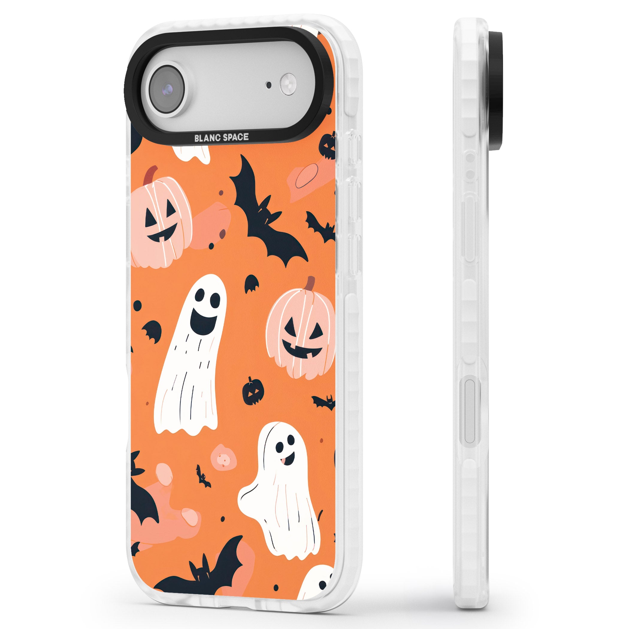 Orange Halloween Pattern iPhone 17 Air Impact Pro Clear Phone Case Side Profile