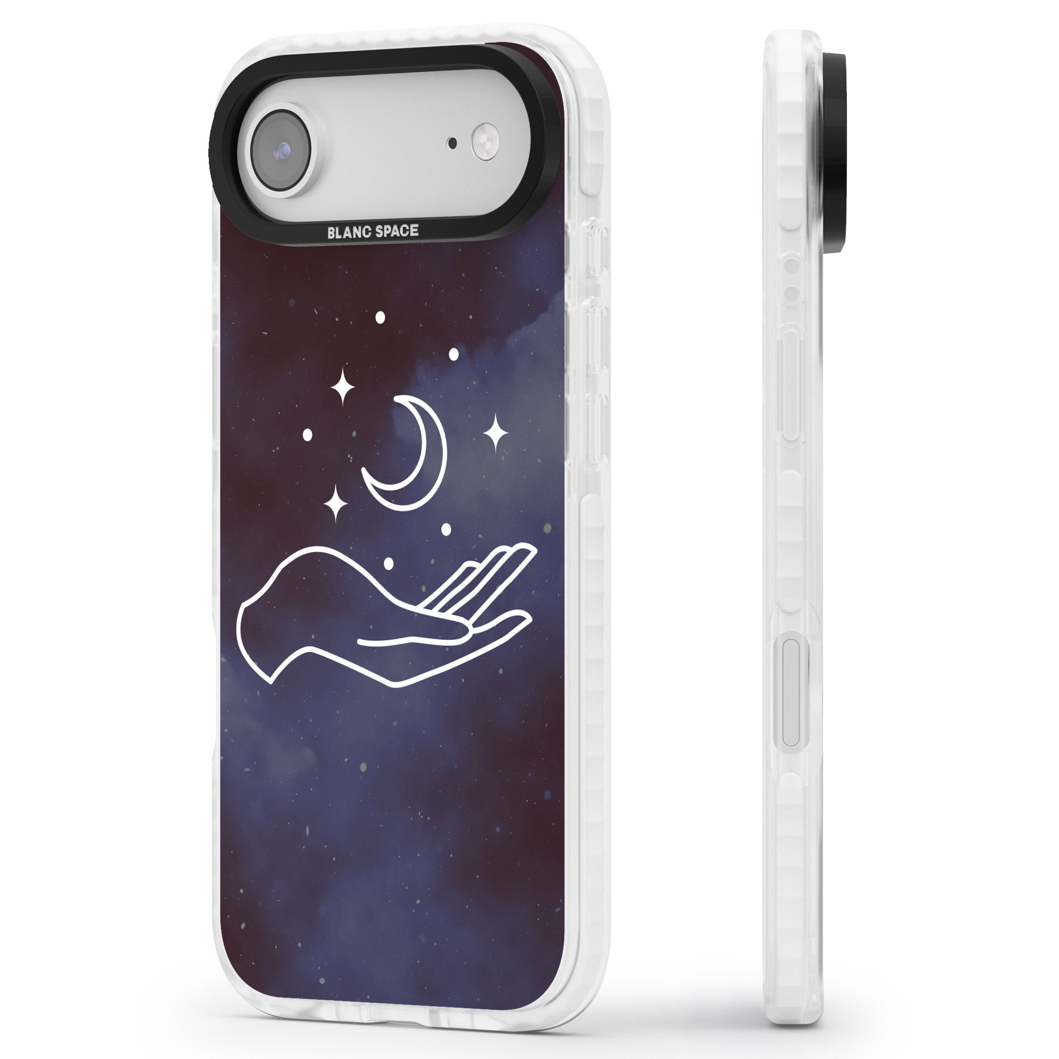 Celestial Hand & Moon iPhone 17 Air Impact Pro Clear Phone Case Side Profile