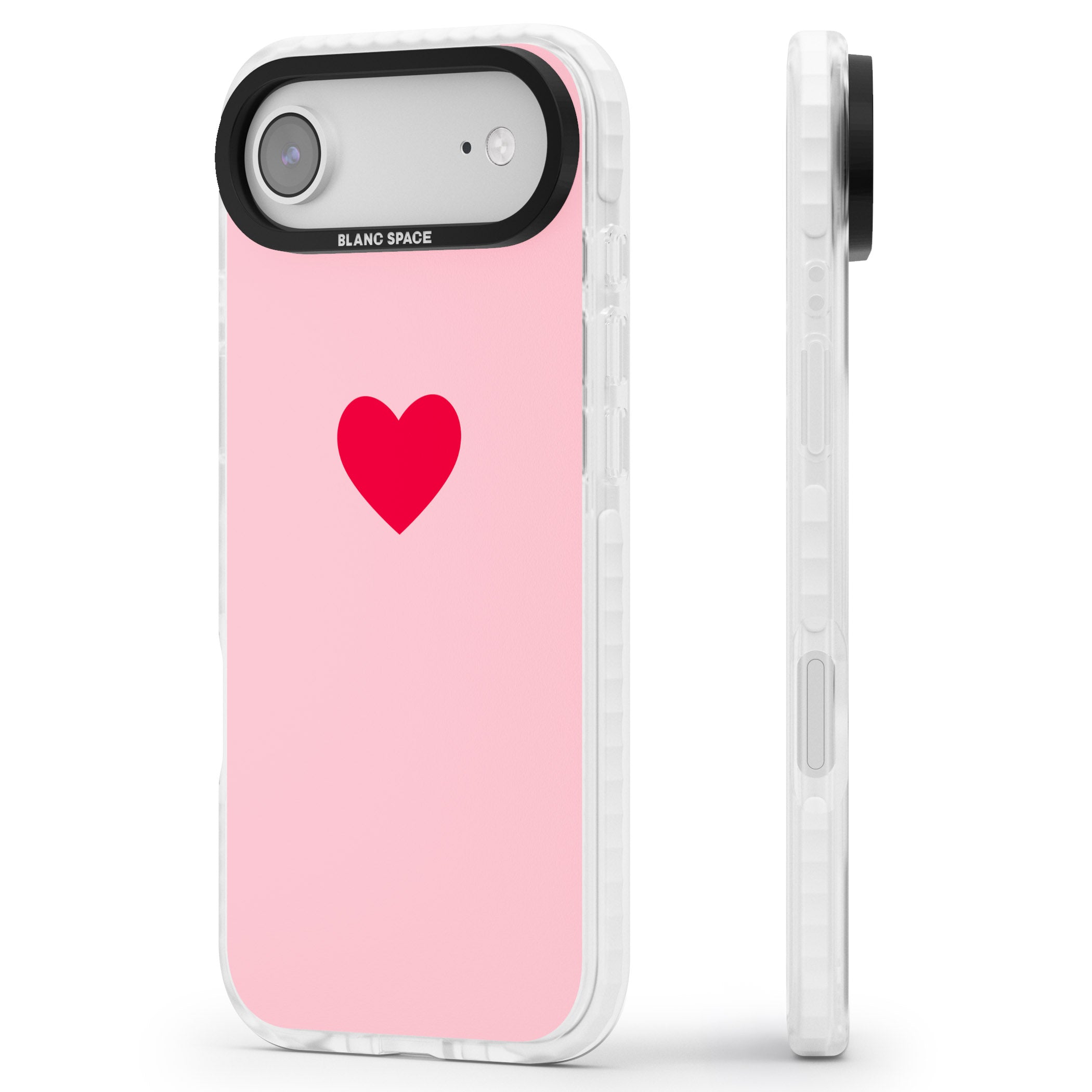 Red & Pink Heart iPhone 17 Air Impact Pro Clear Phone Case Side Profile