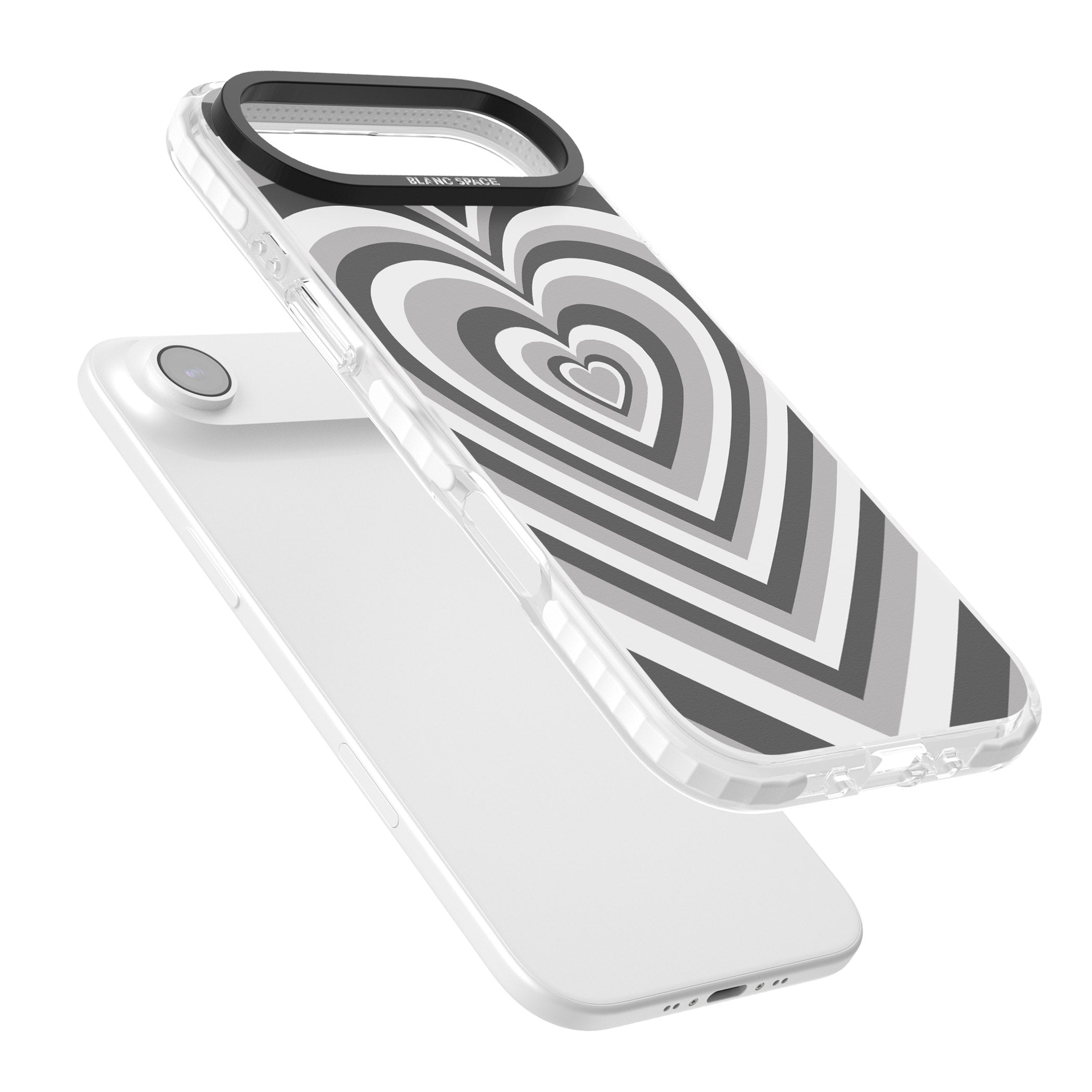 Monochrome Heart Illusion iPhone 17 Air Impact Pro Clear Phone Case Colours
