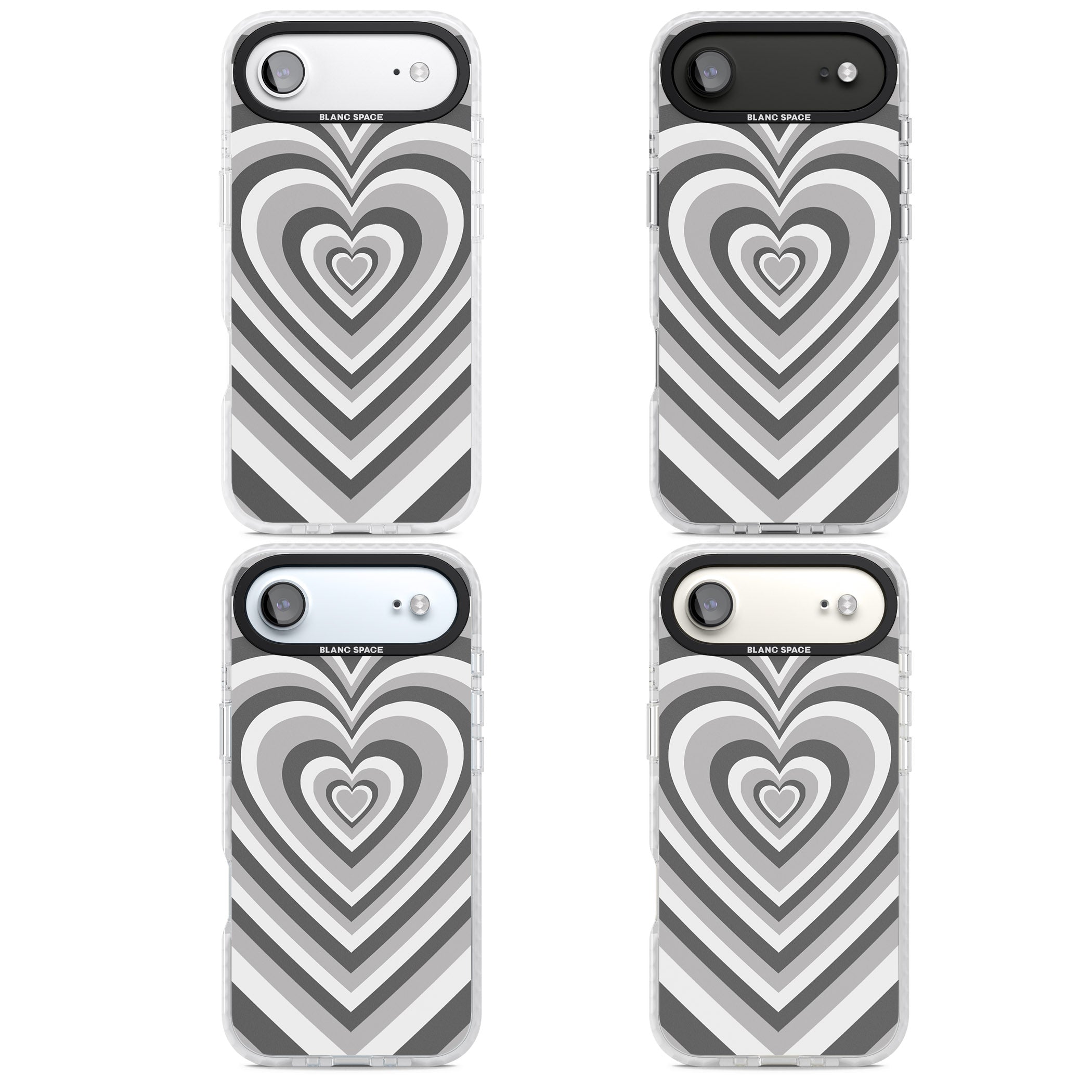 Monochrome Heart Illusion iPhone 17 Air Impact Pro Clear Phone Case APT Impact Protection