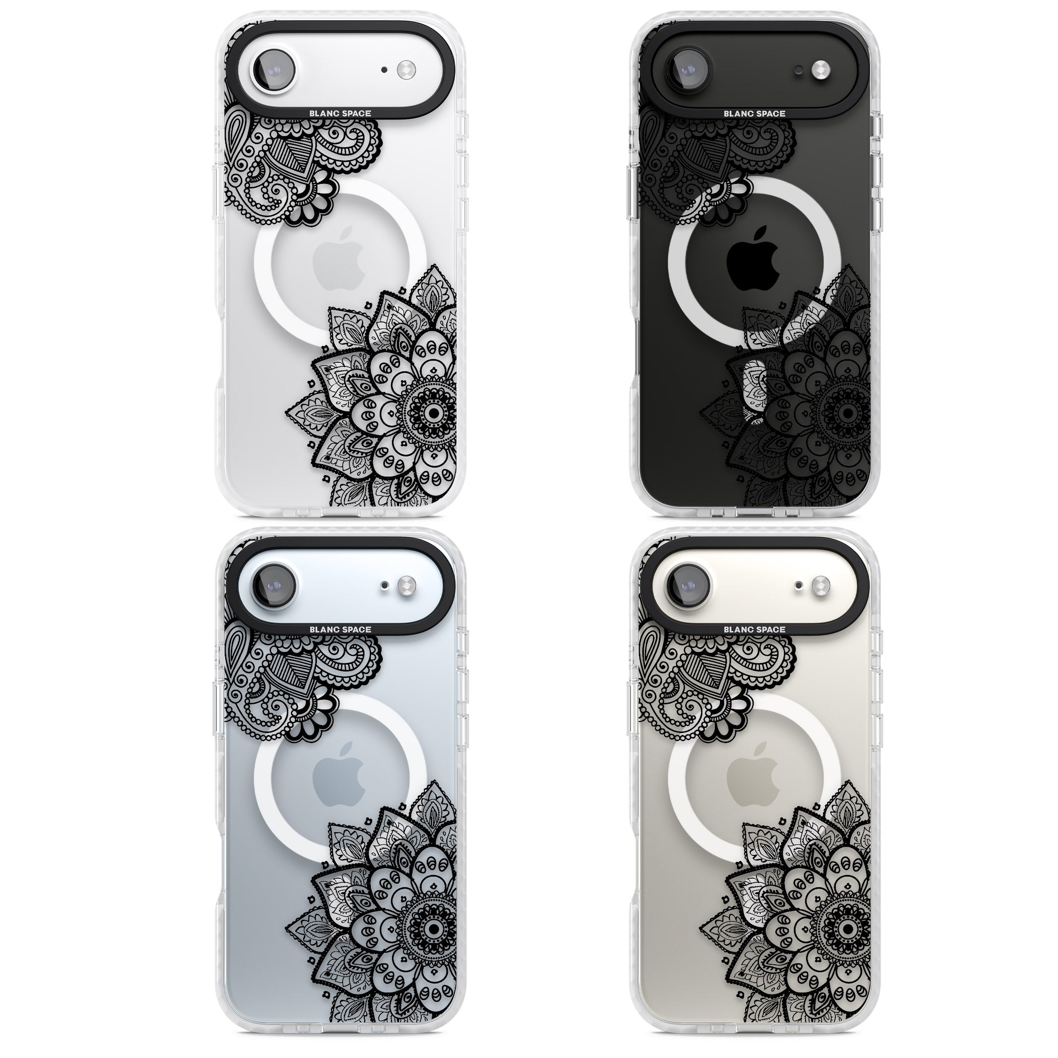 Black Henna Florals iPhone 17 Air Impact Pro Clear Phone Case APT Impact Protection