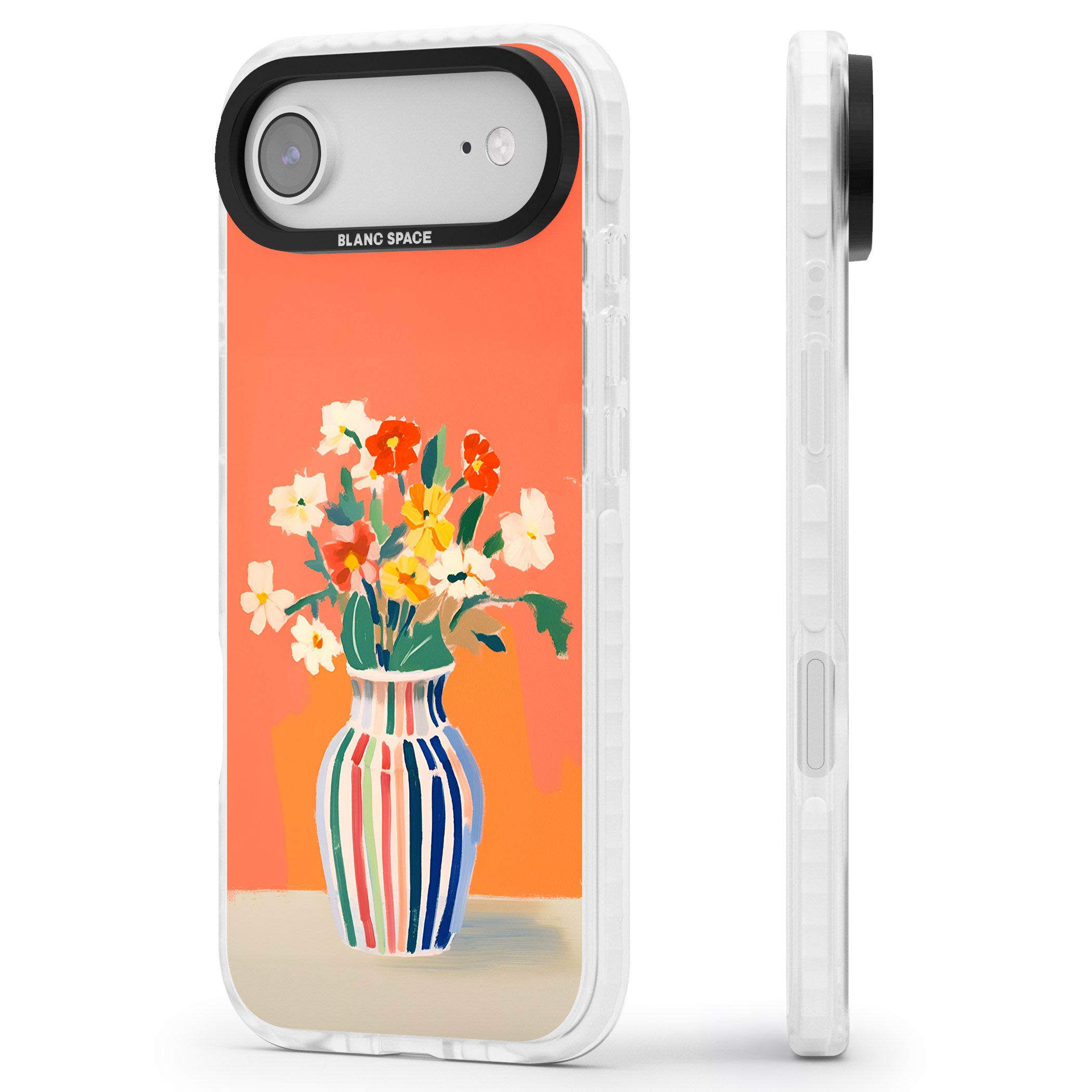 Coral Flower Vase iPhone 17 Air Impact Pro Clear Phone Case Side Profile