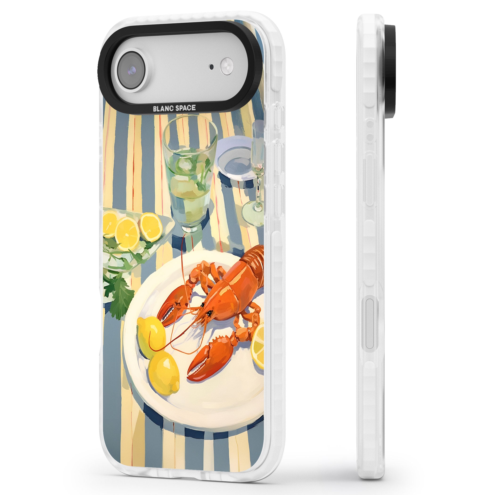 Lobster & Lemons iPhone 17 Air Impact Pro Clear Phone Case Side Profile