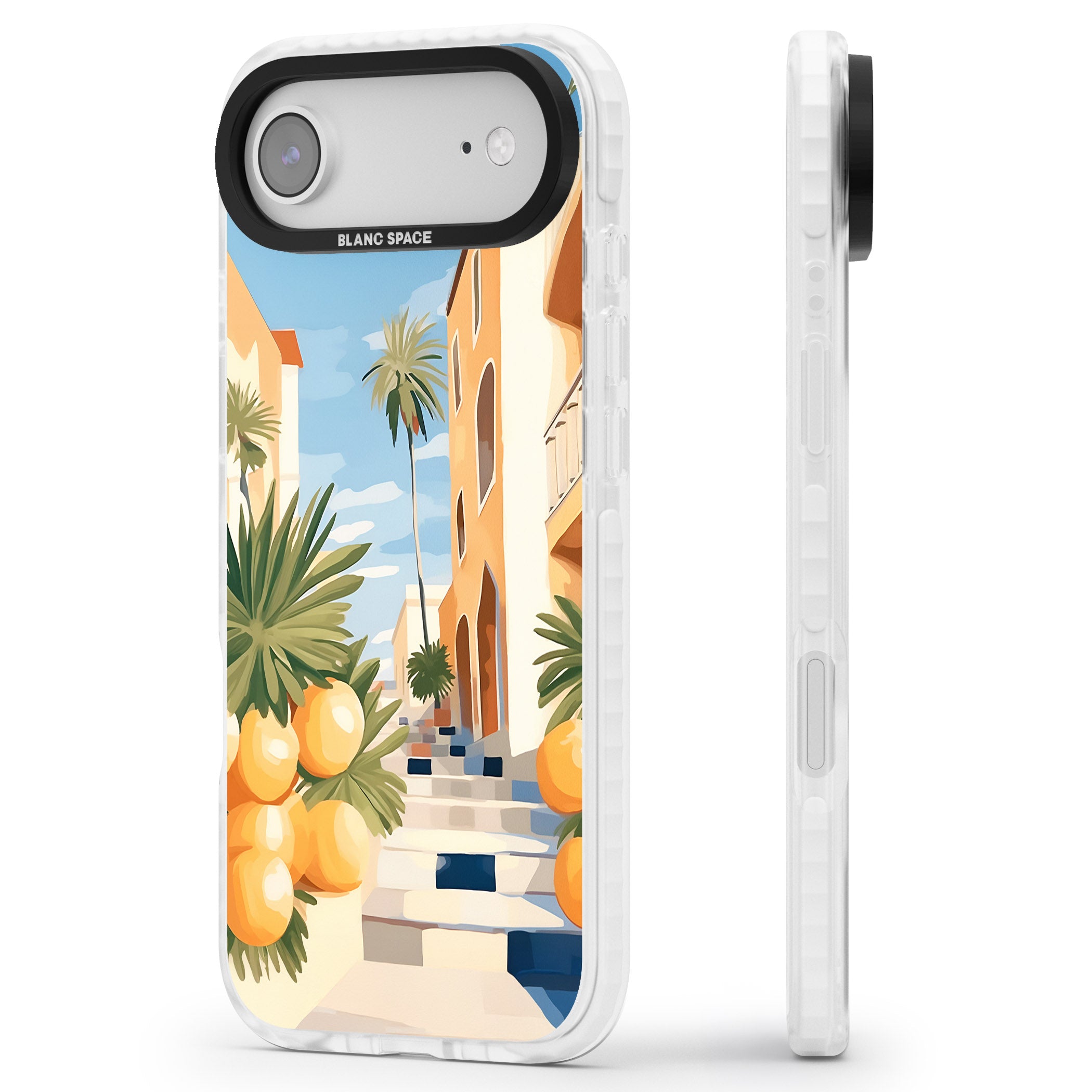 Mediterranean Village iPhone 17 Air Impact Pro Clear Phone Case Side Profile