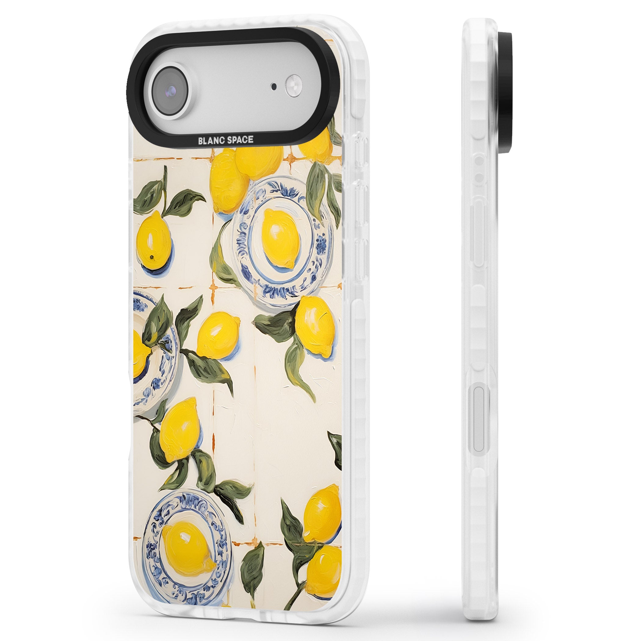 Lemons & Porcelain iPhone 17 Air Impact Pro Clear Phone Case Side Profile