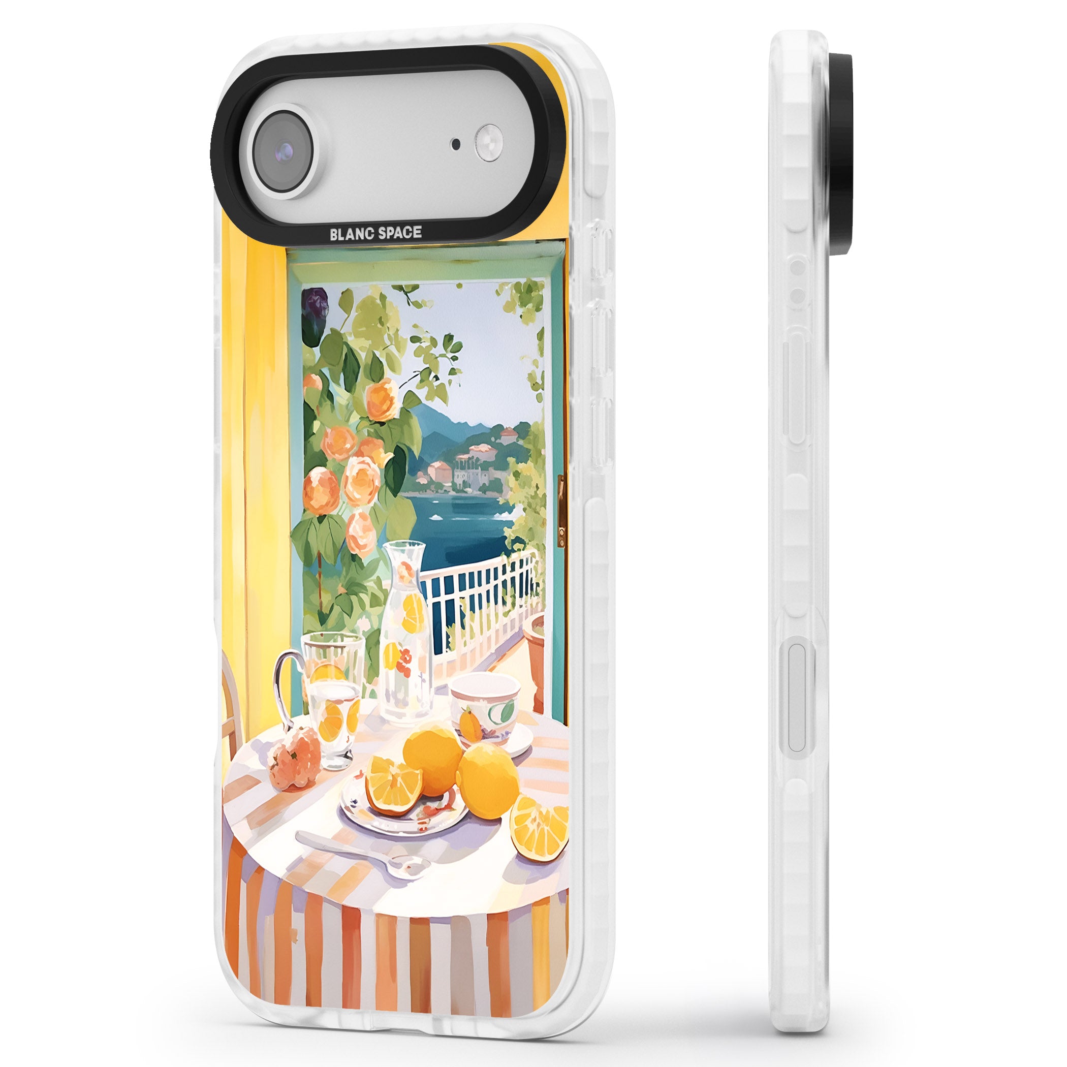 Amalfi Breakfast Balcony iPhone 17 Air Impact Pro Clear Phone Case Side Profile