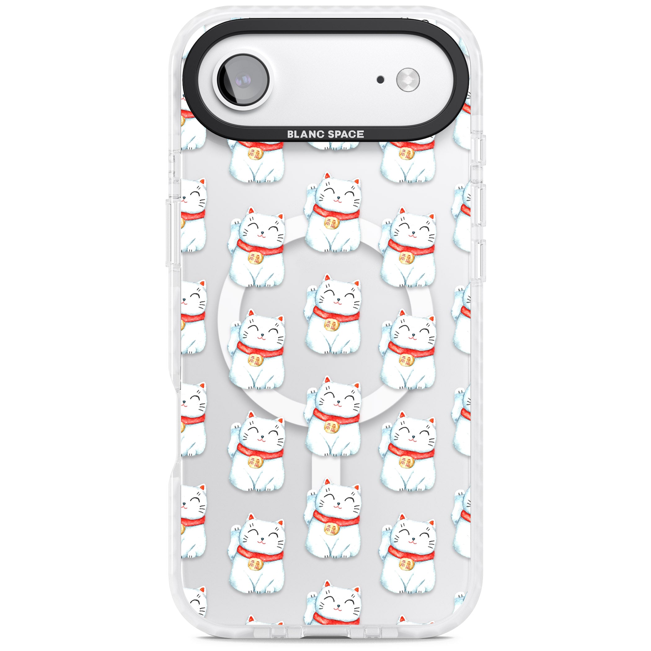 Lucky Cat Pattern iPhone 17 Air Impact Pro Clear Phone Case