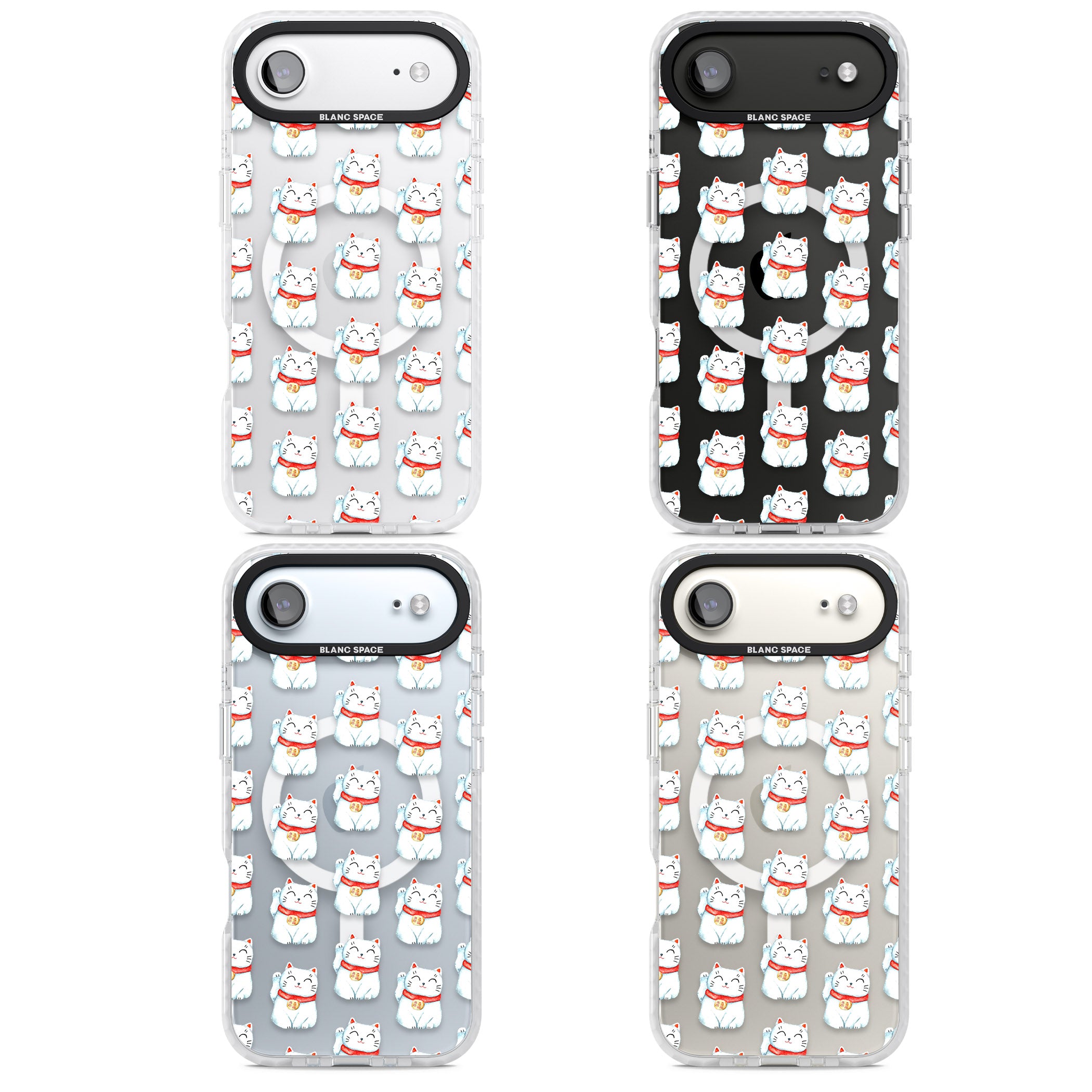 Lucky Cat Pattern iPhone 17 Air Impact Pro Clear Phone Case APT Impact Protection