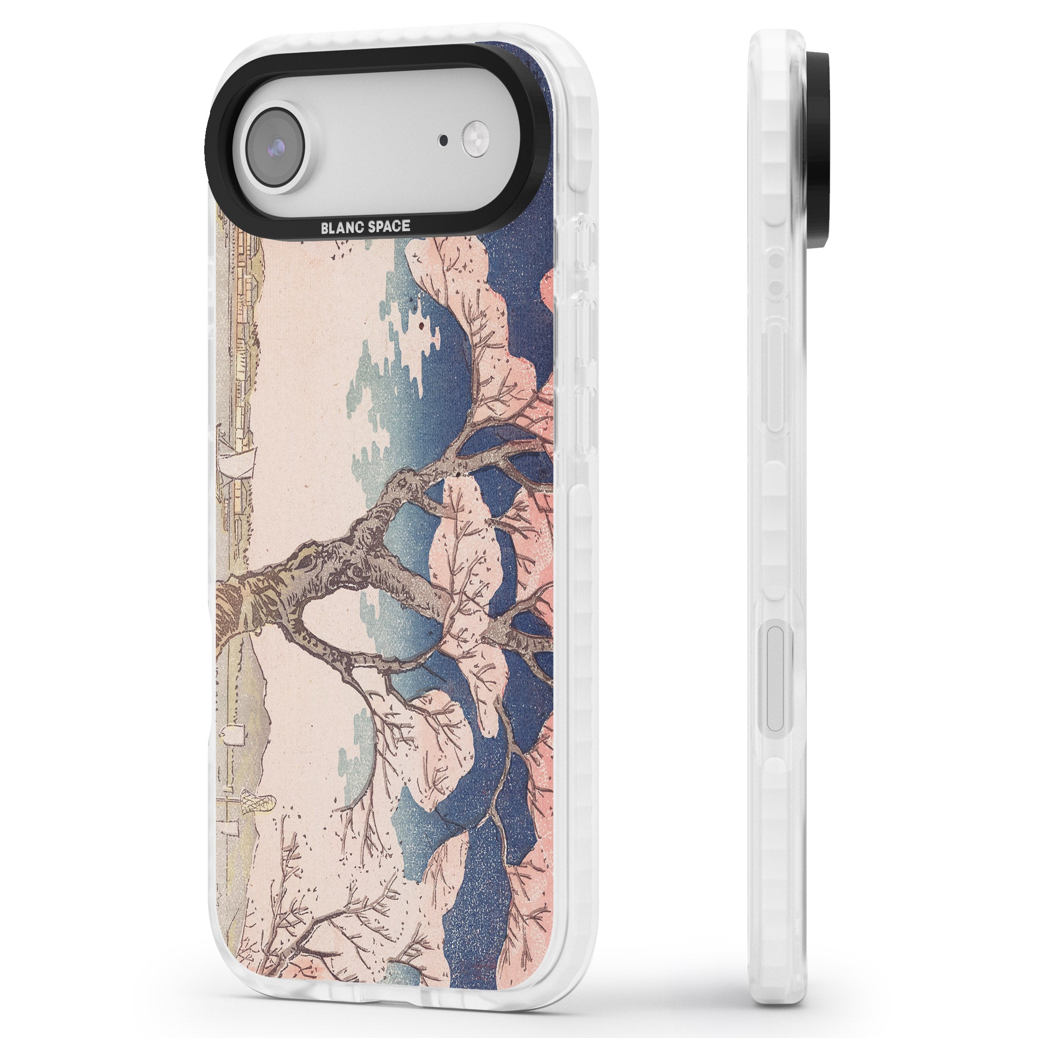 Vintage Japanese Illustrations Cherry Tree iPhone 17 Air Impact Pro Clear Phone Case Side Profile
