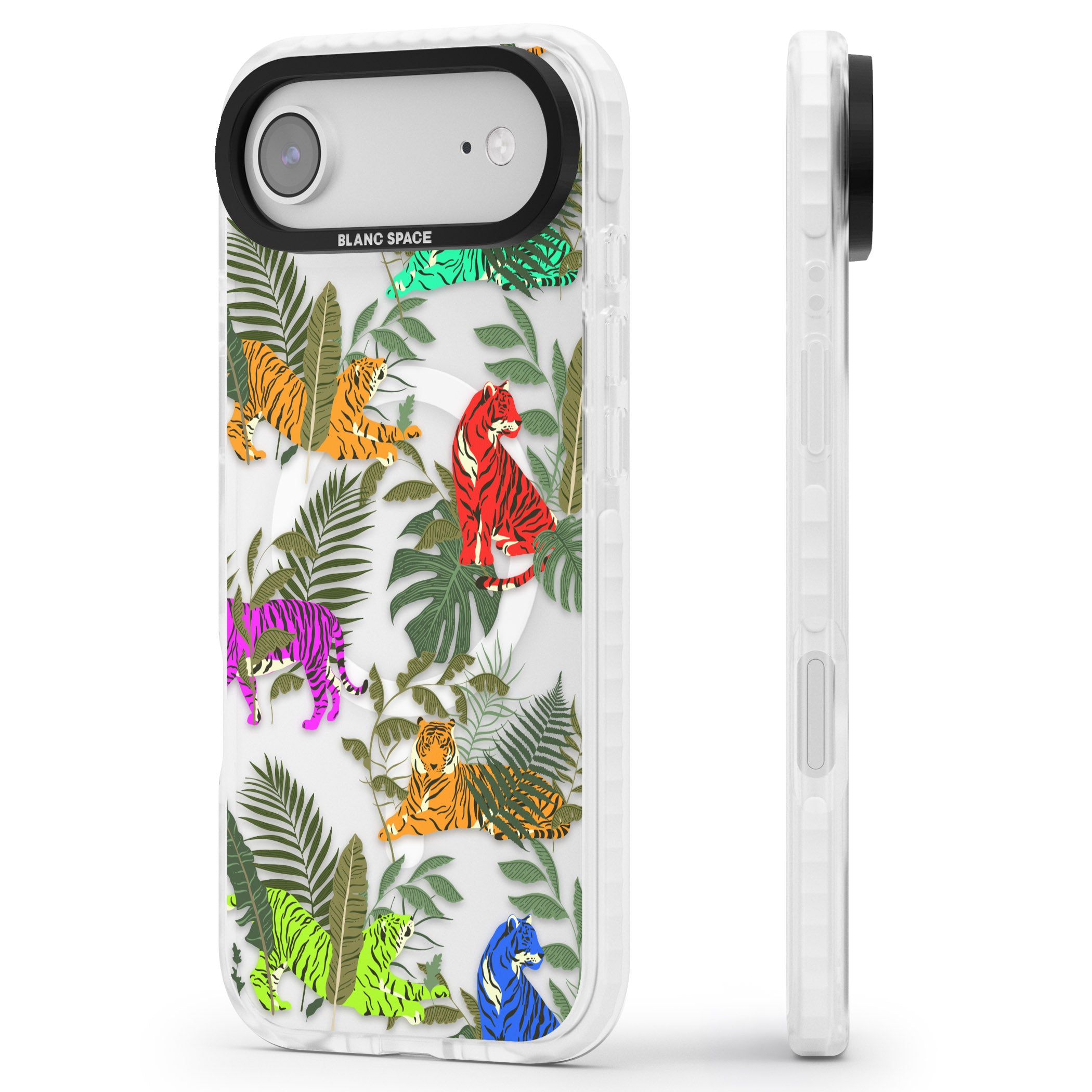 Colorful Jungle Tiger iPhone 17 Air Impact Pro Clear Phone Case Side Profile