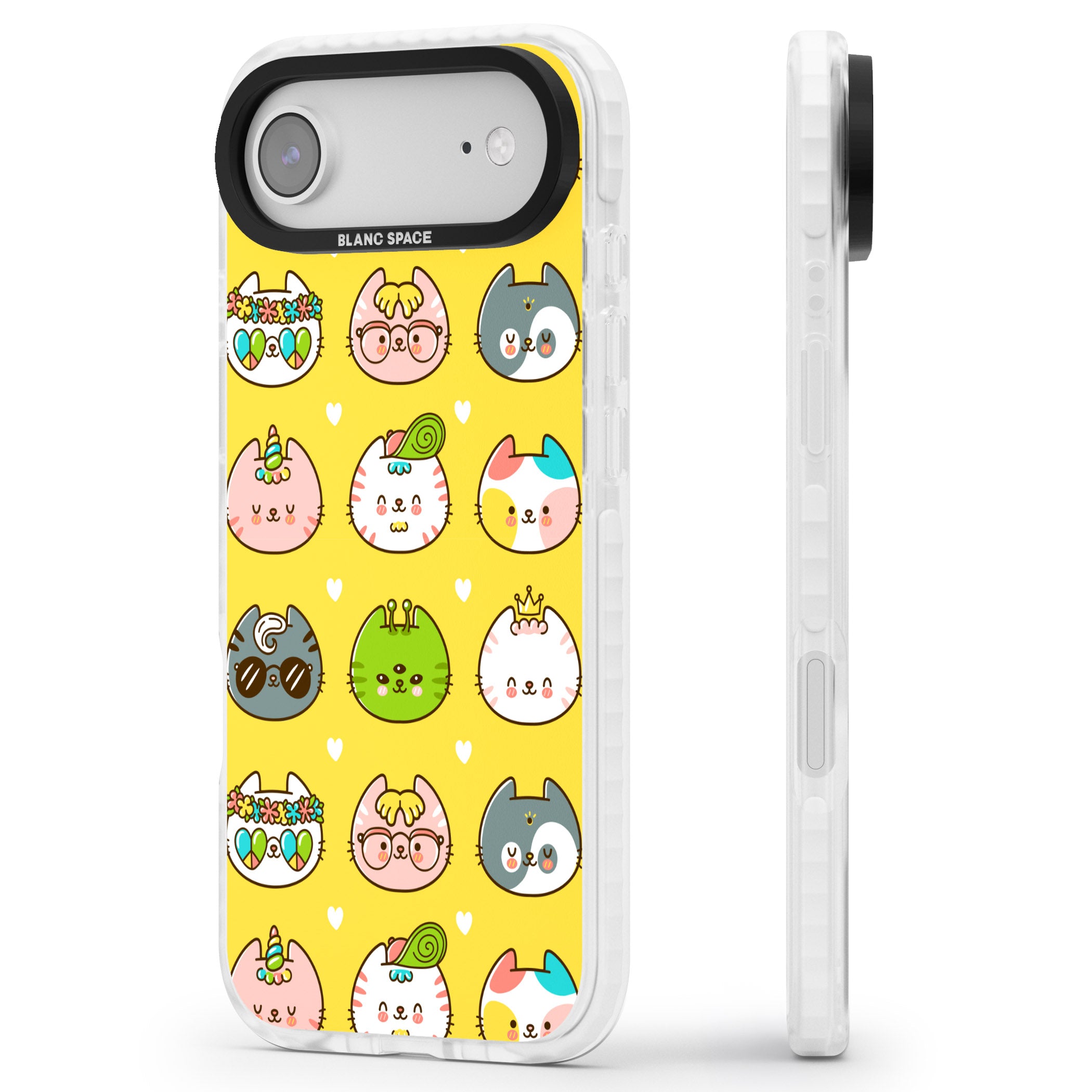 Mythical Cats Kawaii Pattern iPhone 17 Air Impact Pro Clear Phone Case Side Profile