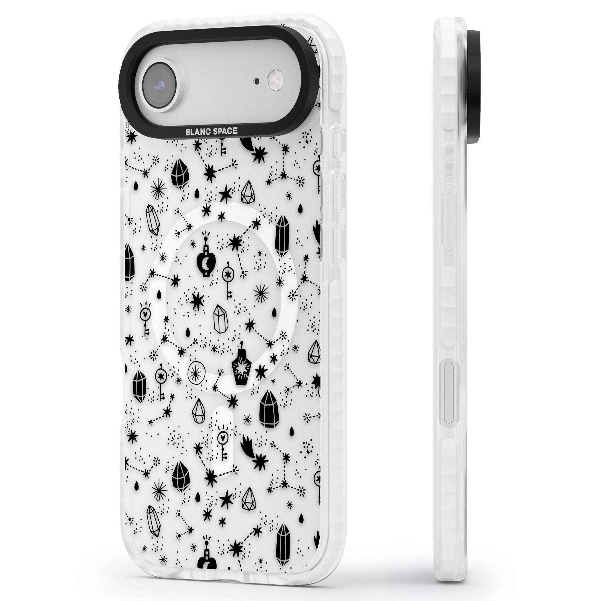 Black Cosmic Crystal iPhone 17 Air Impact Pro Clear Phone Case Side Profile