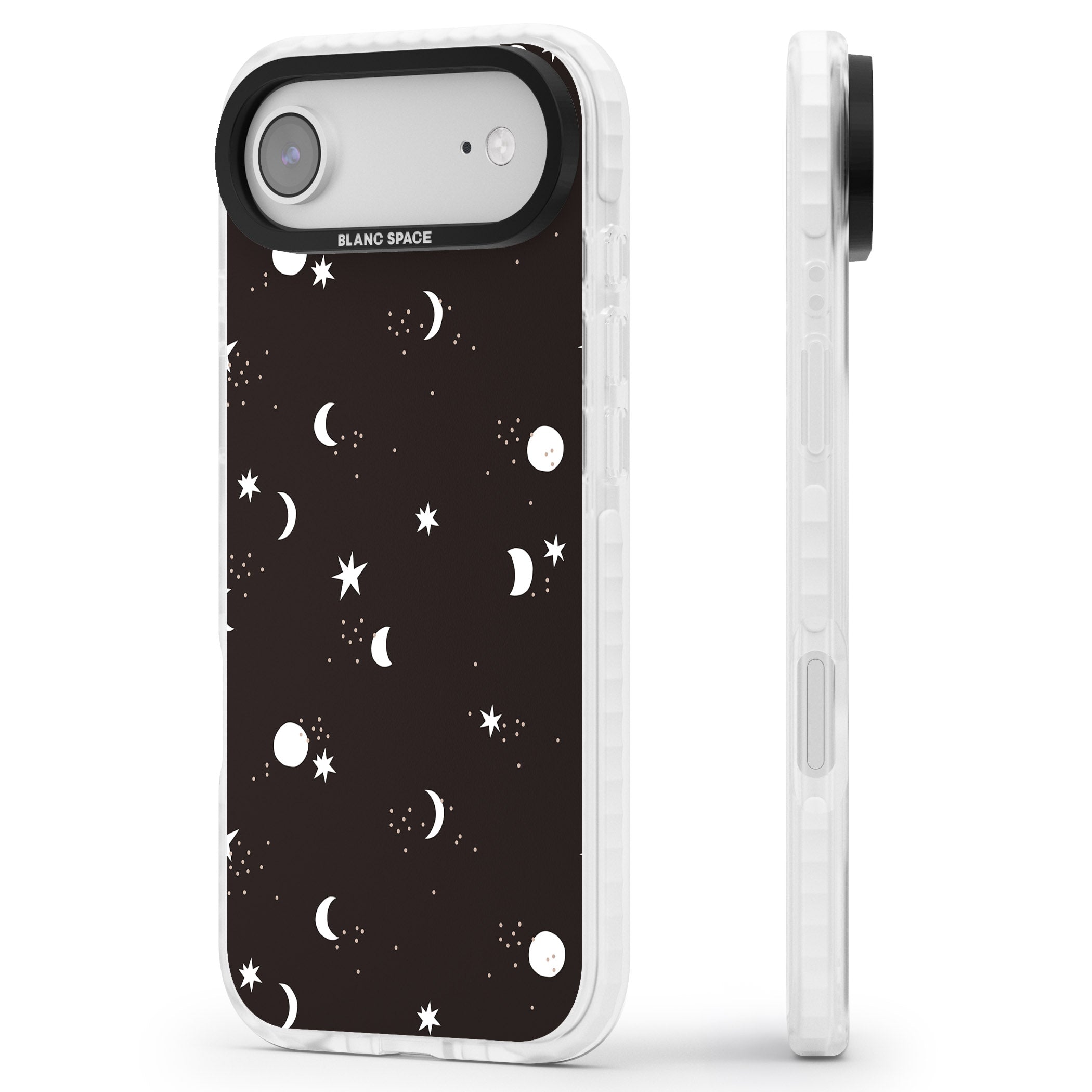Funky Moons & Stars iPhone 17 Air Impact Pro Clear Phone Case Side Profile