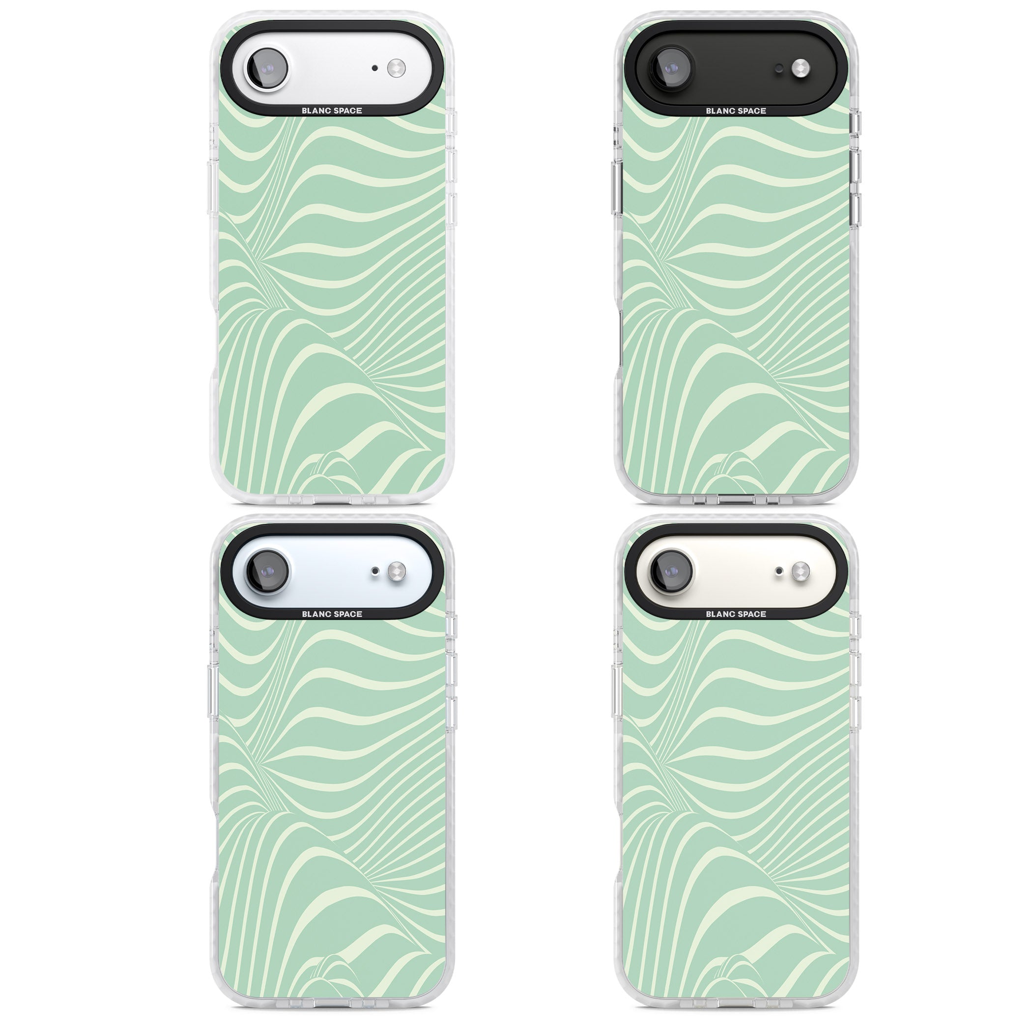 Mint Green Distorted Line iPhone 17 Air Impact Pro Clear Phone Case APT Impact Protection