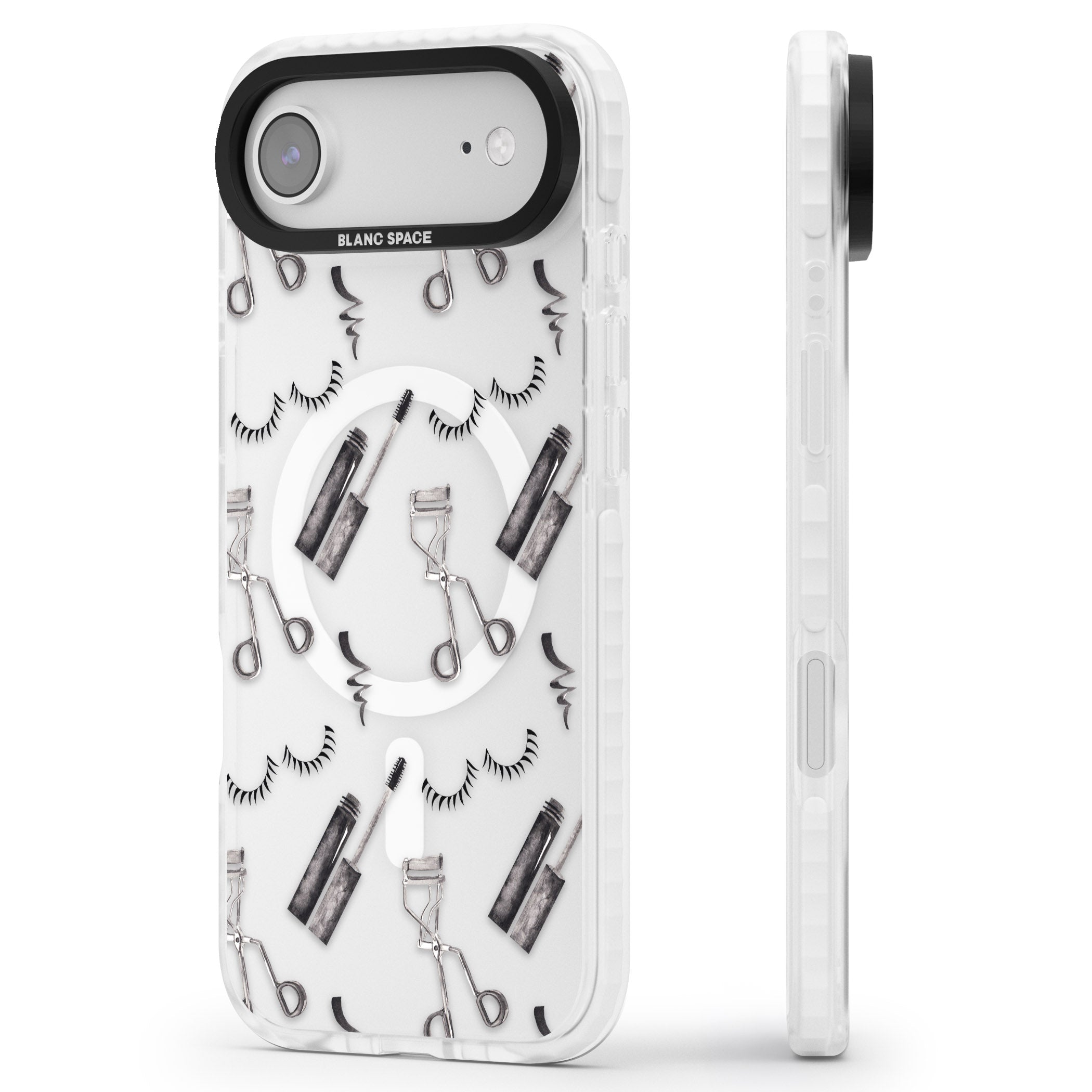Eyelash Makeup Pattern iPhone 17 Air Impact Pro Clear Phone Case Side Profile