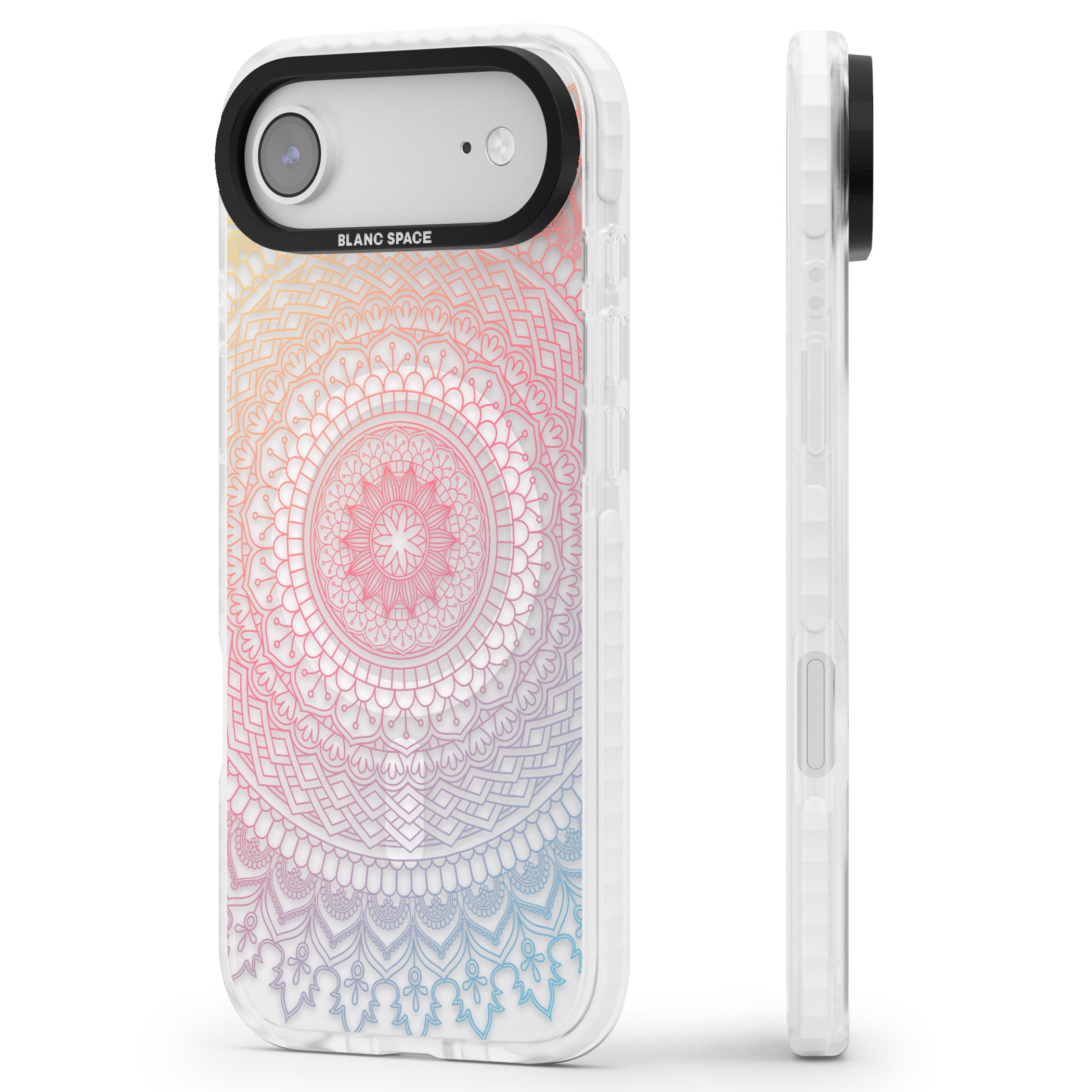 Rainbow Mandala iPhone 17 Air Impact Pro Clear Phone Case Side Profile