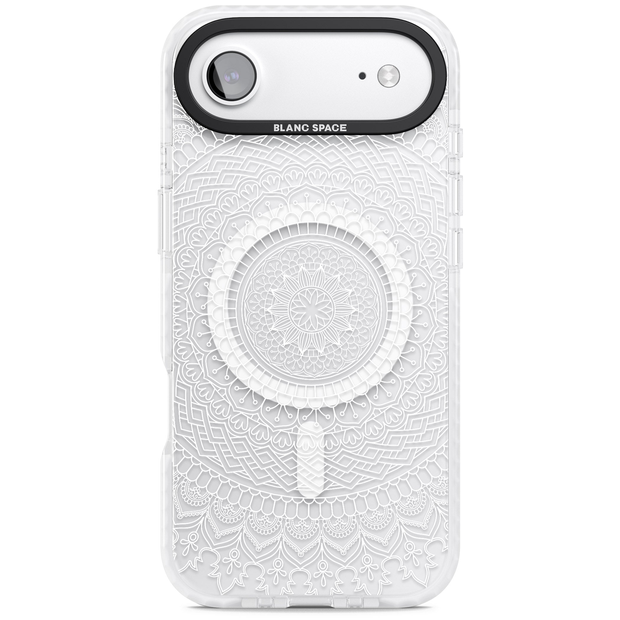 Intricate White Mandala iPhone 17 Air Impact Pro Clear Phone Case