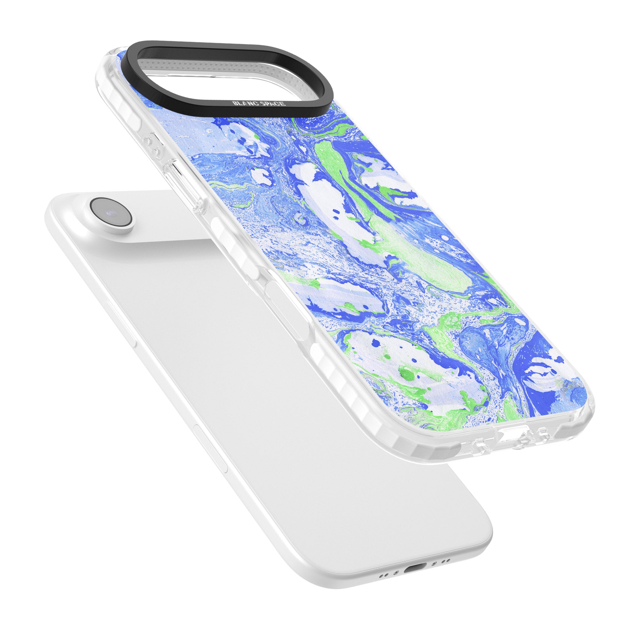 Dark Blue & Green Marbled Paper Pattern iPhone 17 Air Impact Pro Clear Phone Case Colours