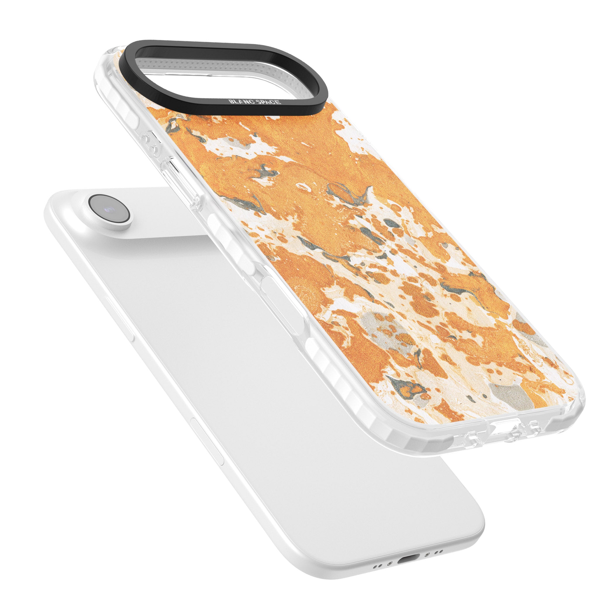 Orange Marbled iPhone 17 Air Impact Pro Clear Phone Case Colours