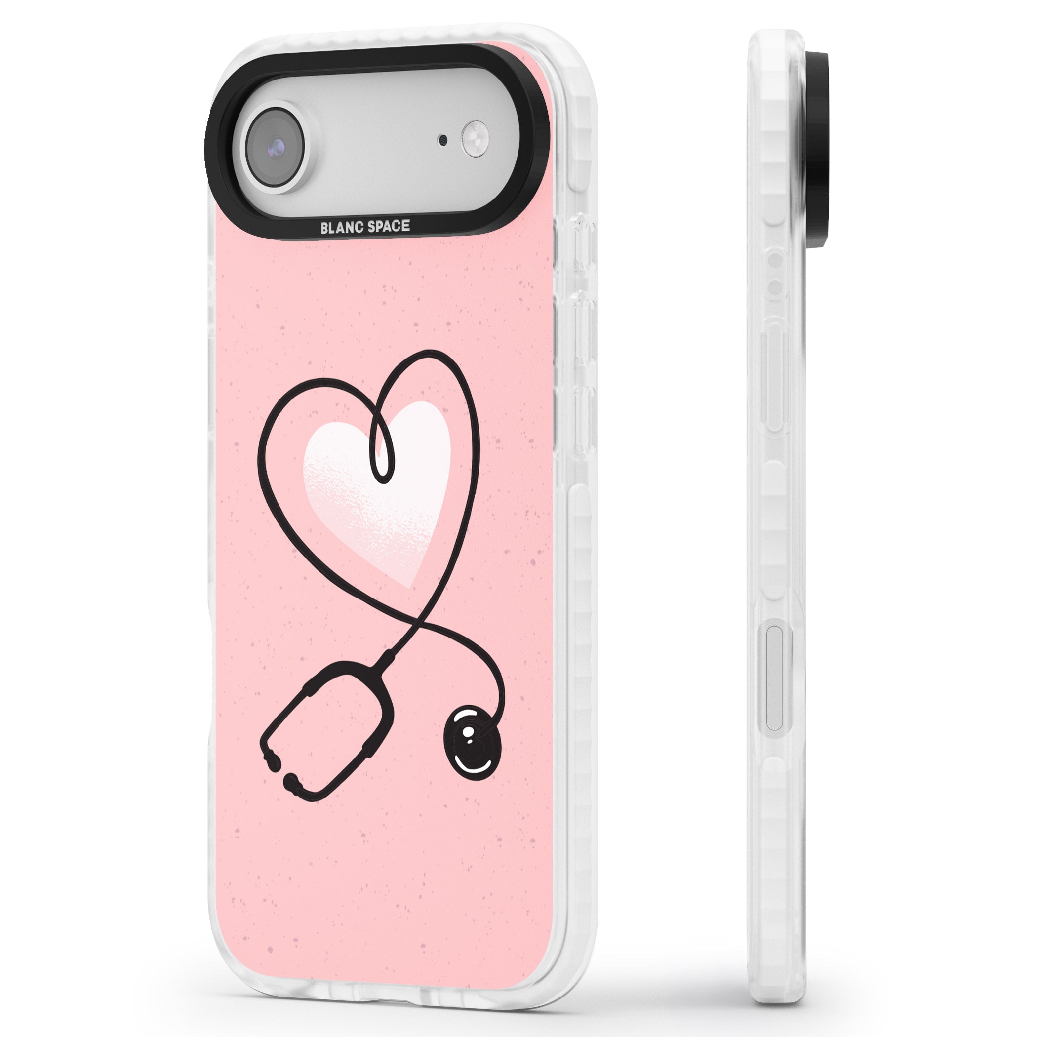 Stethoscope Heart iPhone 17 Air Impact Pro Clear Phone Case Side Profile