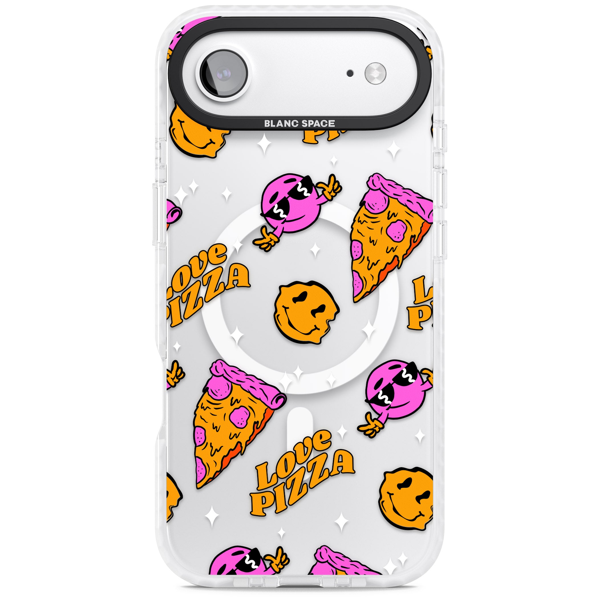 Psychedelic Love Pizza Pattern (Clear) iPhone 17 Air Impact Pro Clear Phone Case