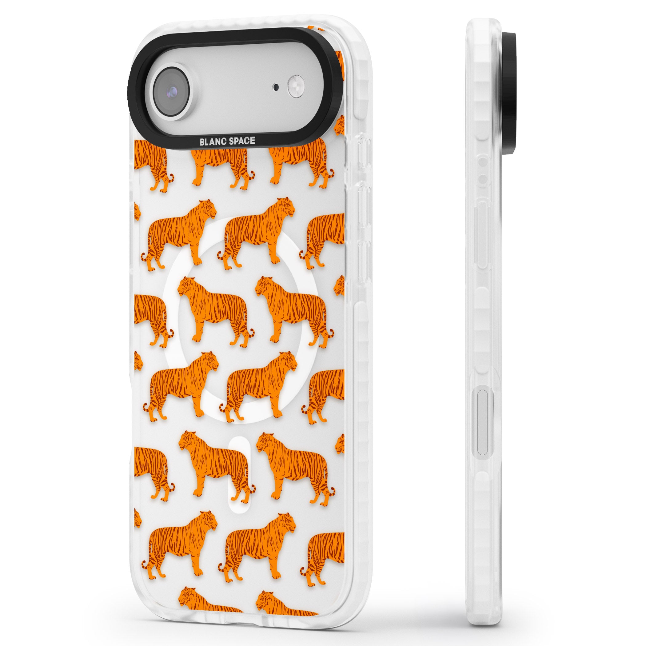 Tiger Pattern iPhone 17 Air Impact Pro Clear Phone Case Side Profile