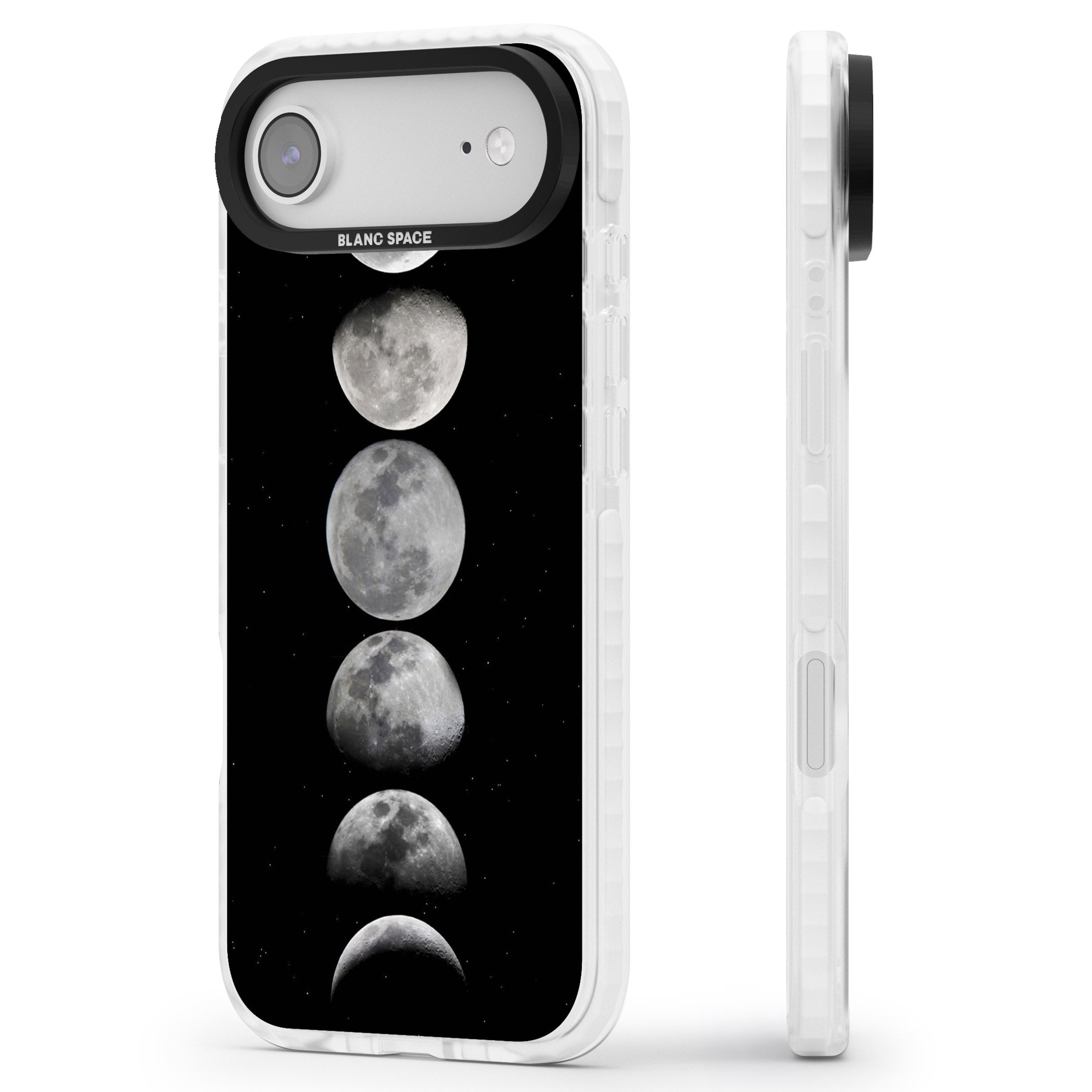 Phases Of The Moon iPhone 17 Air Impact Pro Clear Phone Case Side Profile