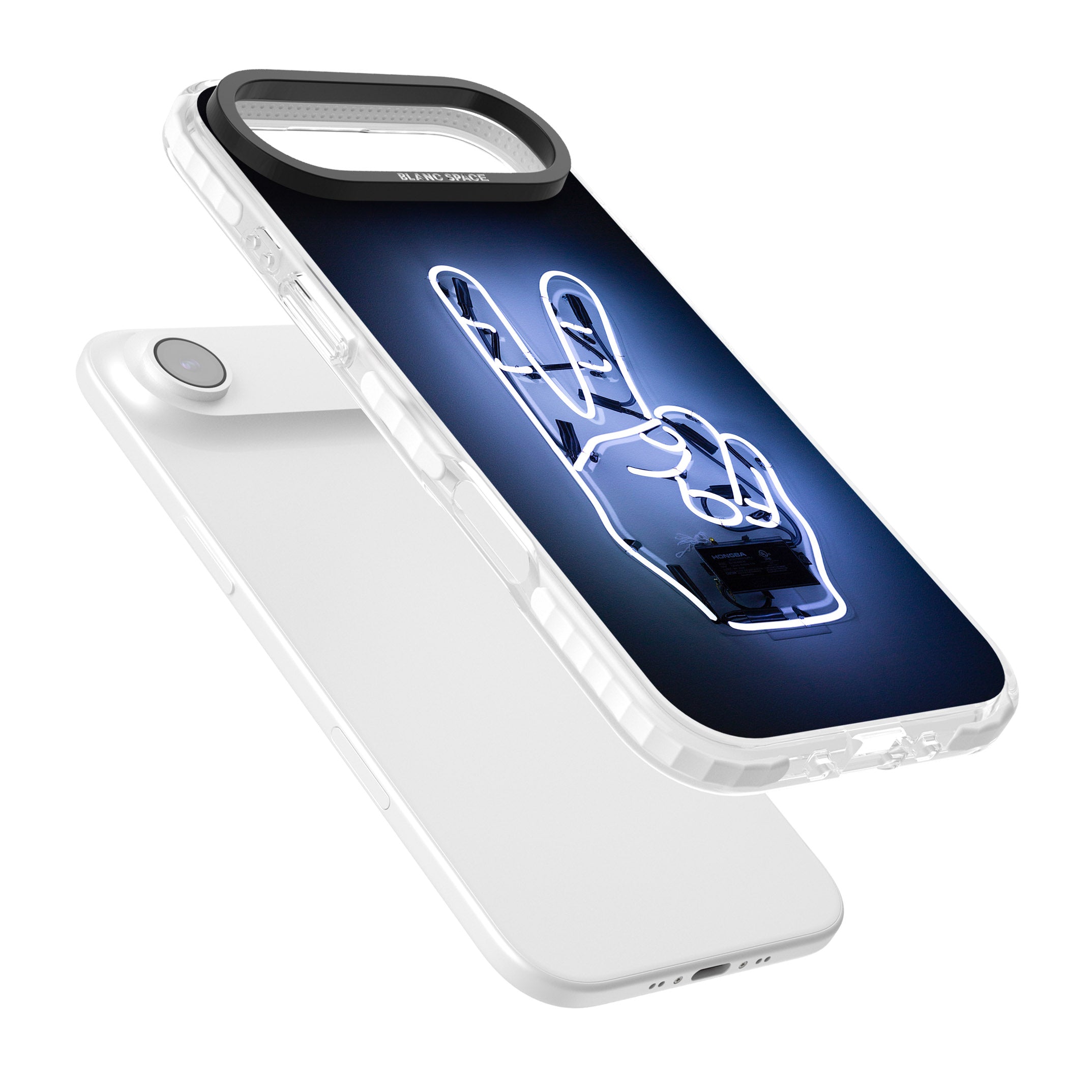 Neon Peace Sign iPhone 17 Air Impact Pro Clear Phone Case Colours