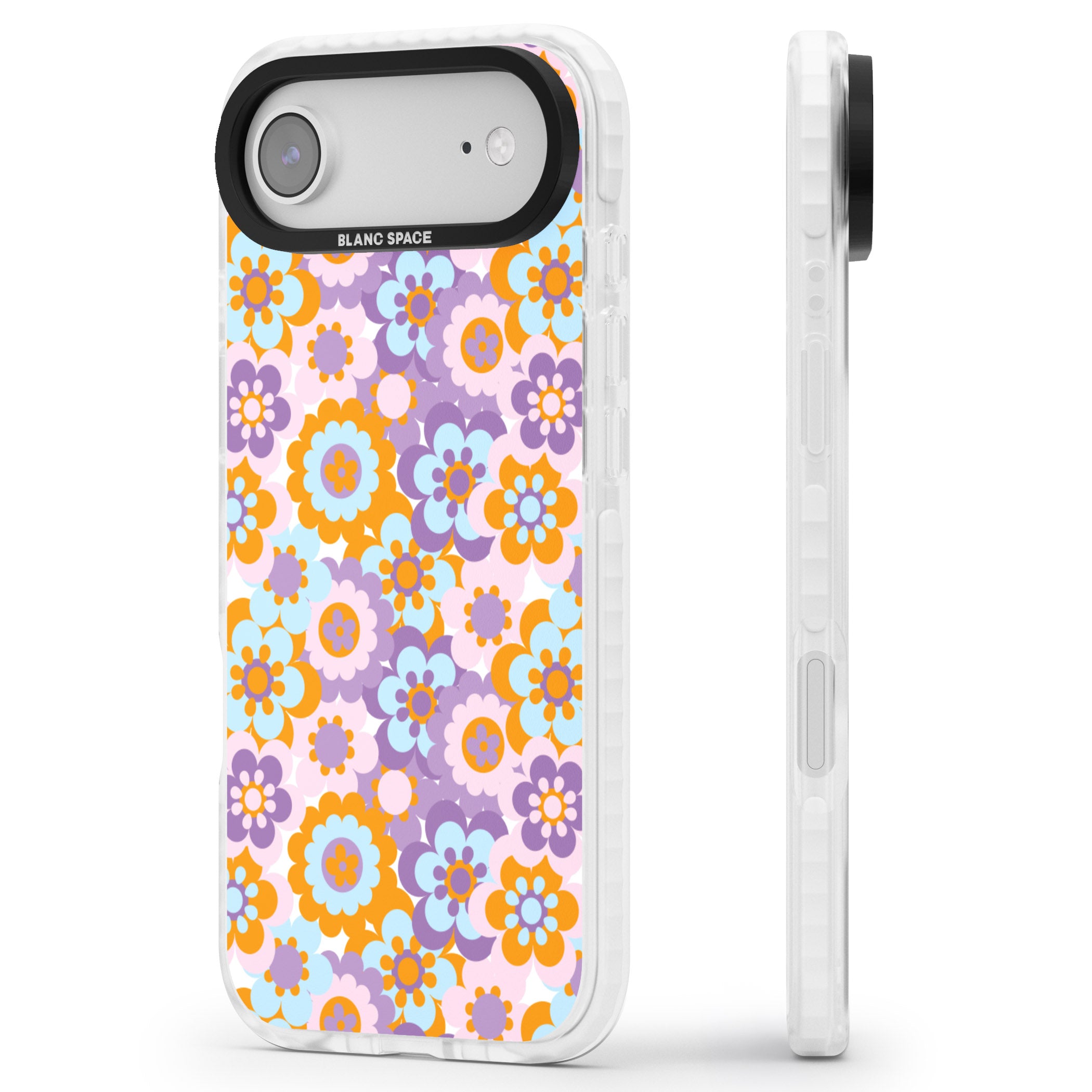 Flower Power Pattern iPhone 17 Air Impact Pro Clear Phone Case Side Profile