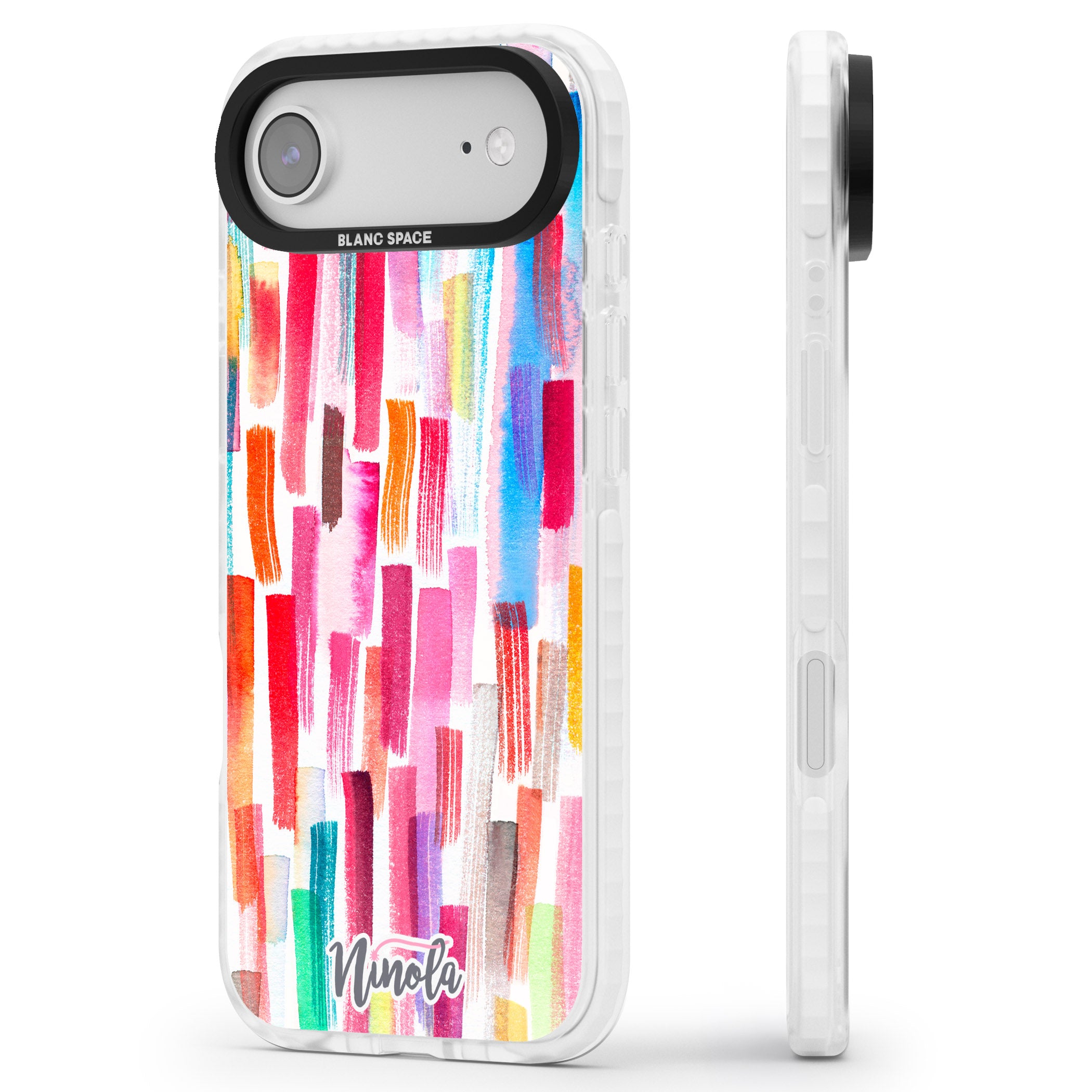 Colorful Brushstrokes iPhone 17 Air Impact Pro Clear Phone Case Side Profile