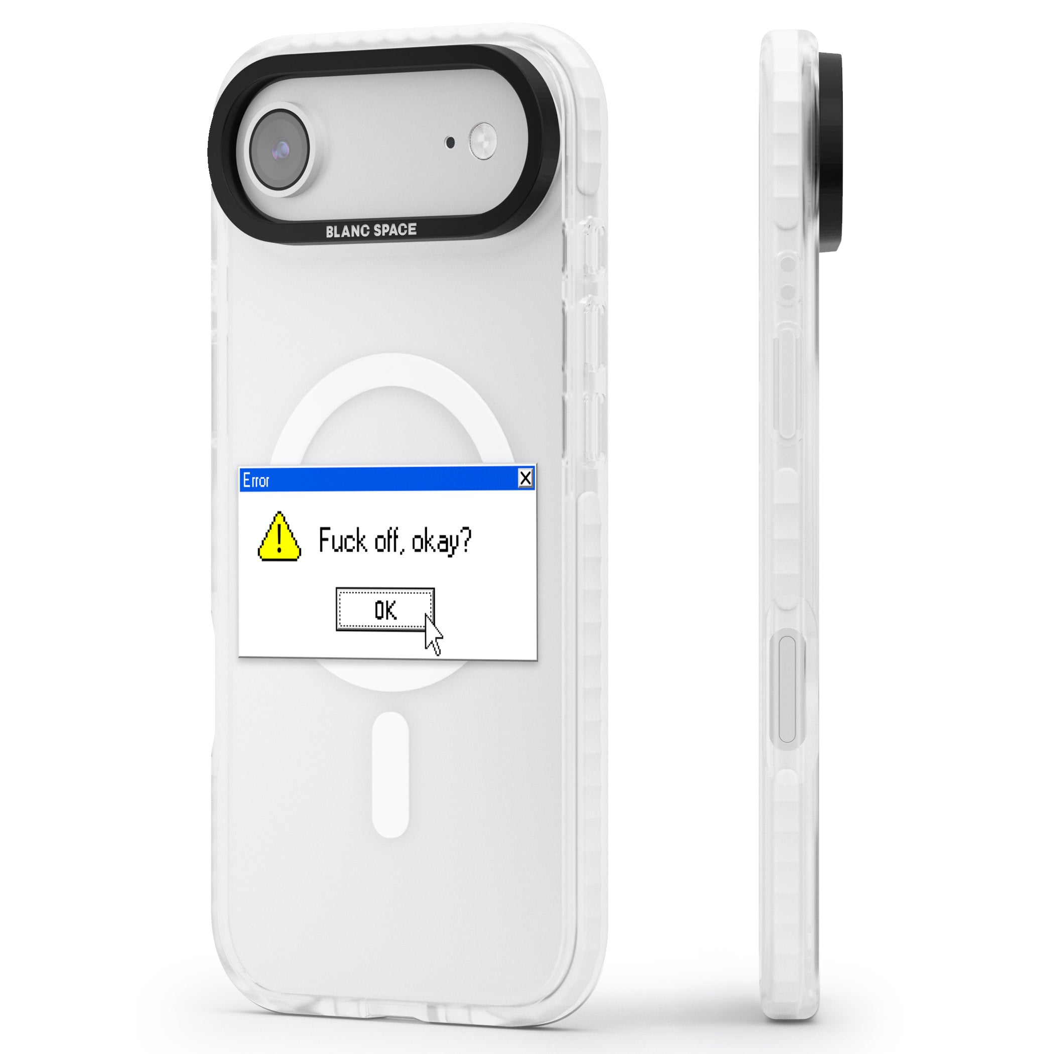 F Ck Off Okay Exe iPhone 17 Air Impact Pro Clear Phone Case Side Profile