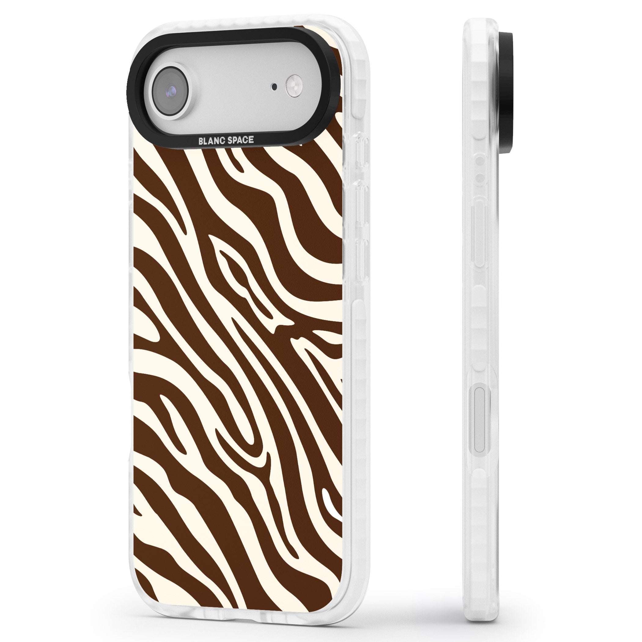 Brown & Cream Zebra iPhone 17 Air Impact Pro Clear Phone Case Side Profile