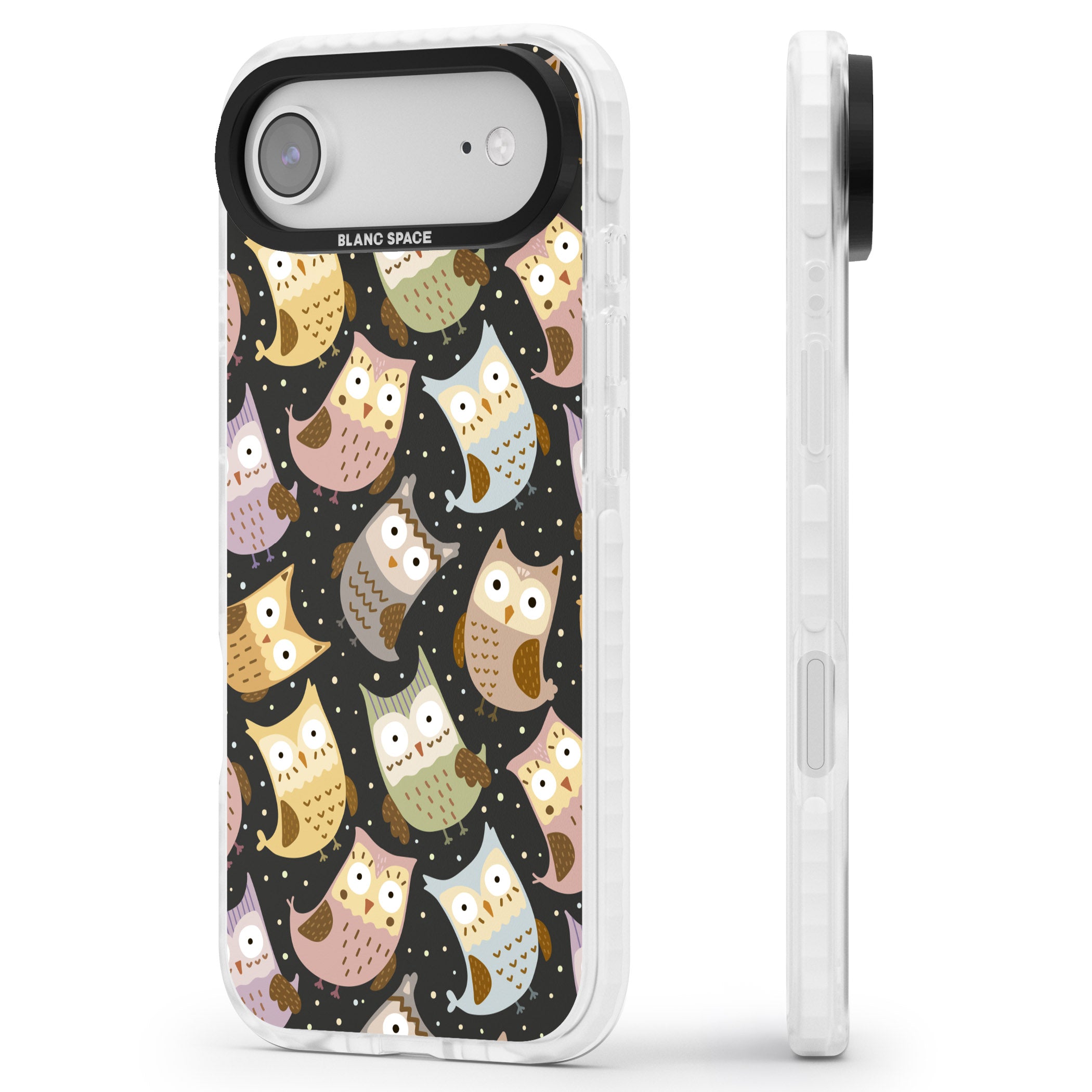 Cute Owl Pattern iPhone 17 Air Impact Pro Clear Phone Case Side Profile