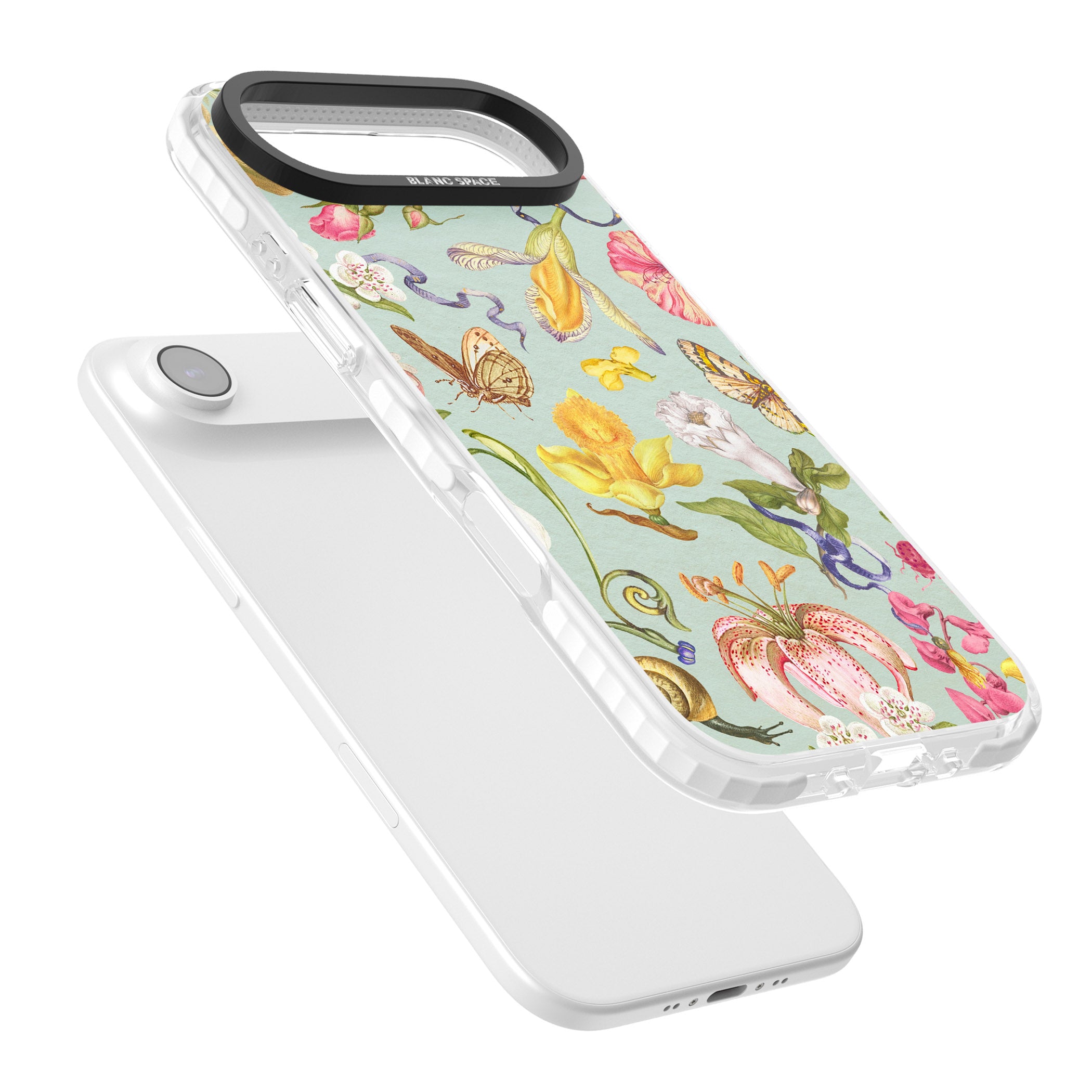 Blue Vintage Painted Flowers iPhone 17 Air Impact Pro Clear Phone Case Colours