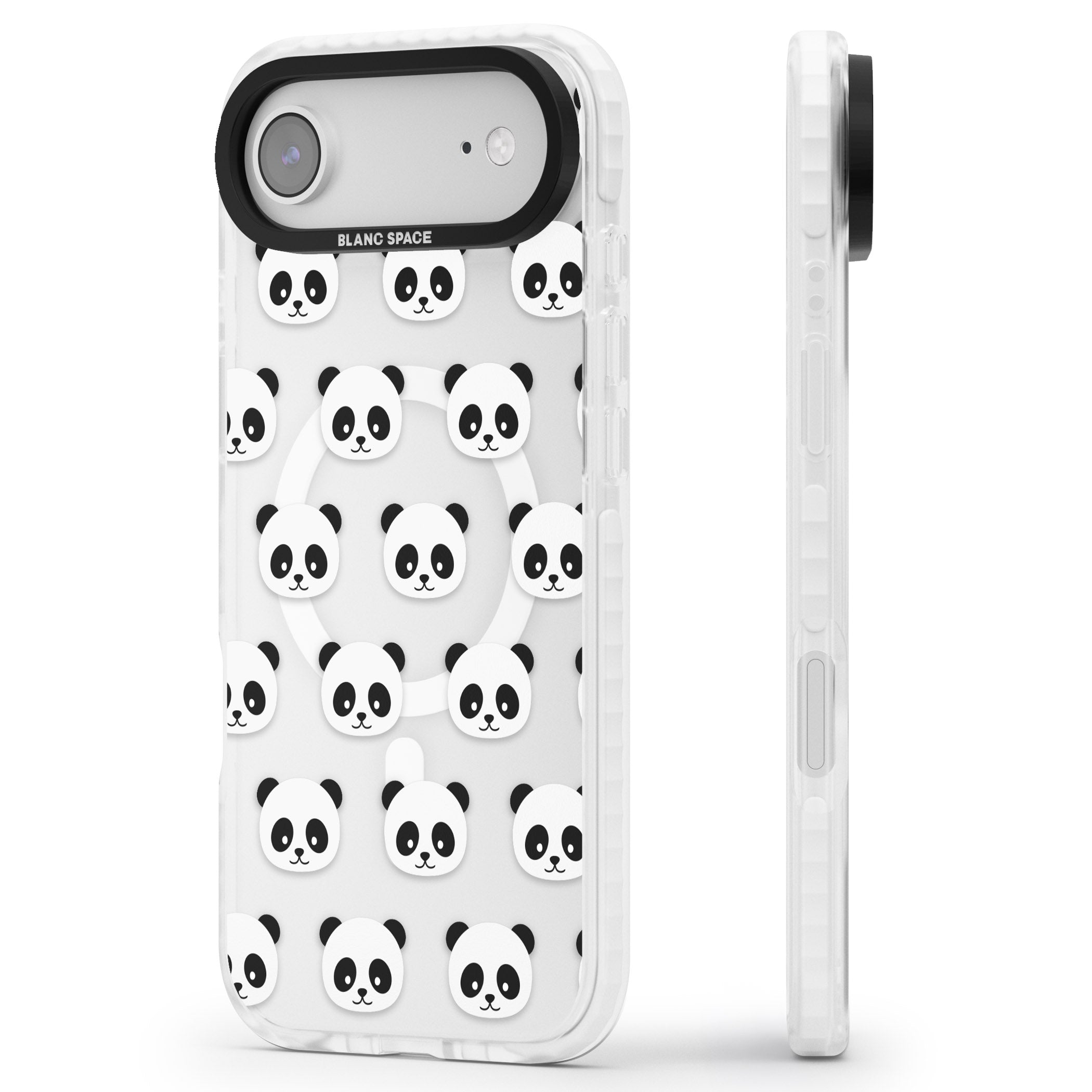 Panda Face Pattern iPhone 17 Air Impact Pro Clear Phone Case Side Profile