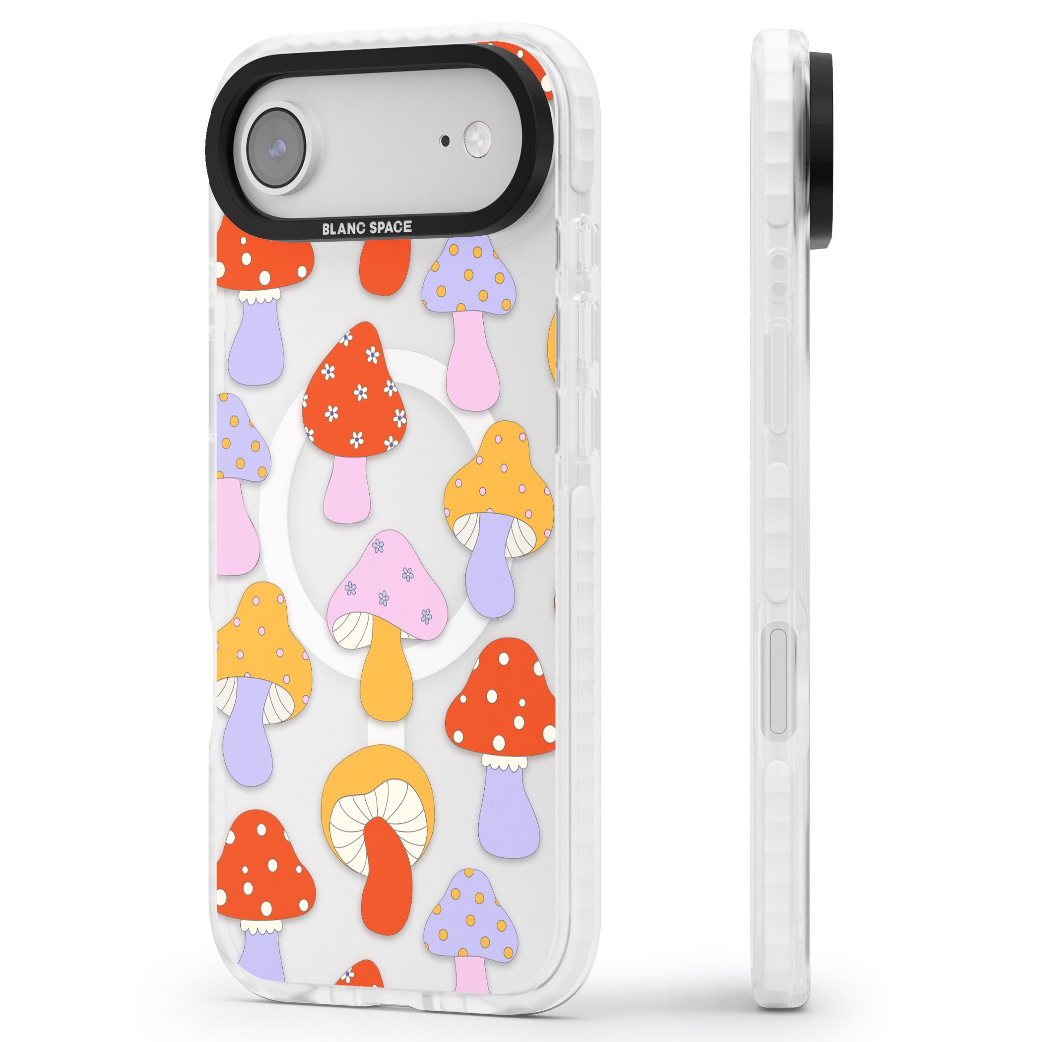 Happy Shrooms iPhone 17 Air Impact Pro Clear Phone Case Side Profile