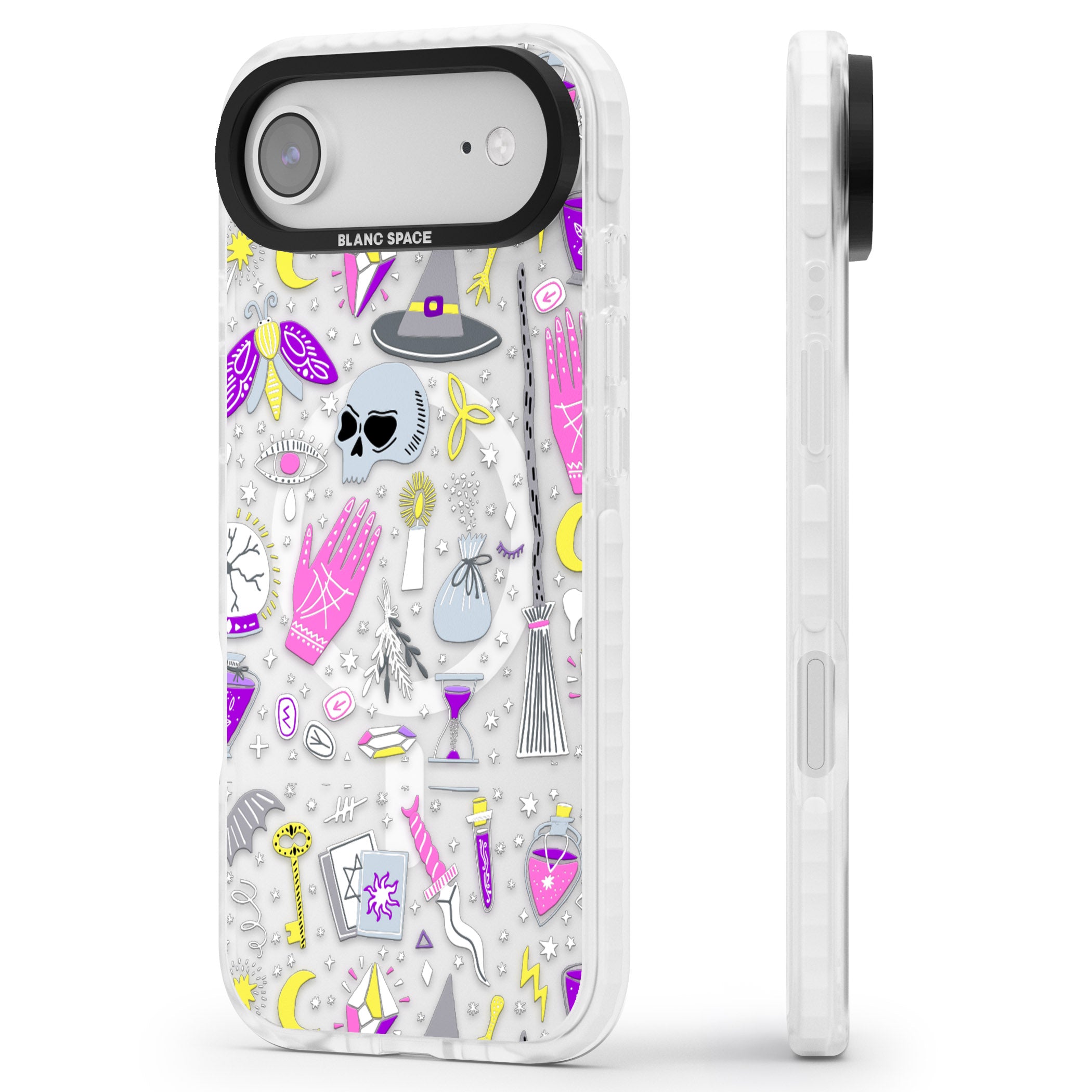 Black Magic Pattern iPhone 17 Air Impact Pro Clear Phone Case Side Profile