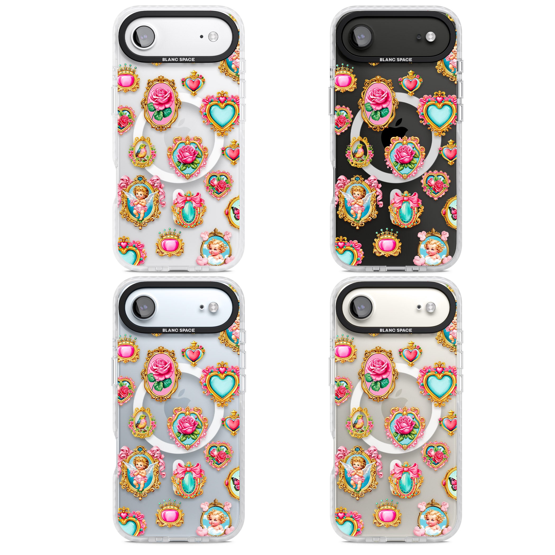 Angelcore Hearts Frames iPhone 17 Air Impact Pro Clear Phone Case APT Impact Protection