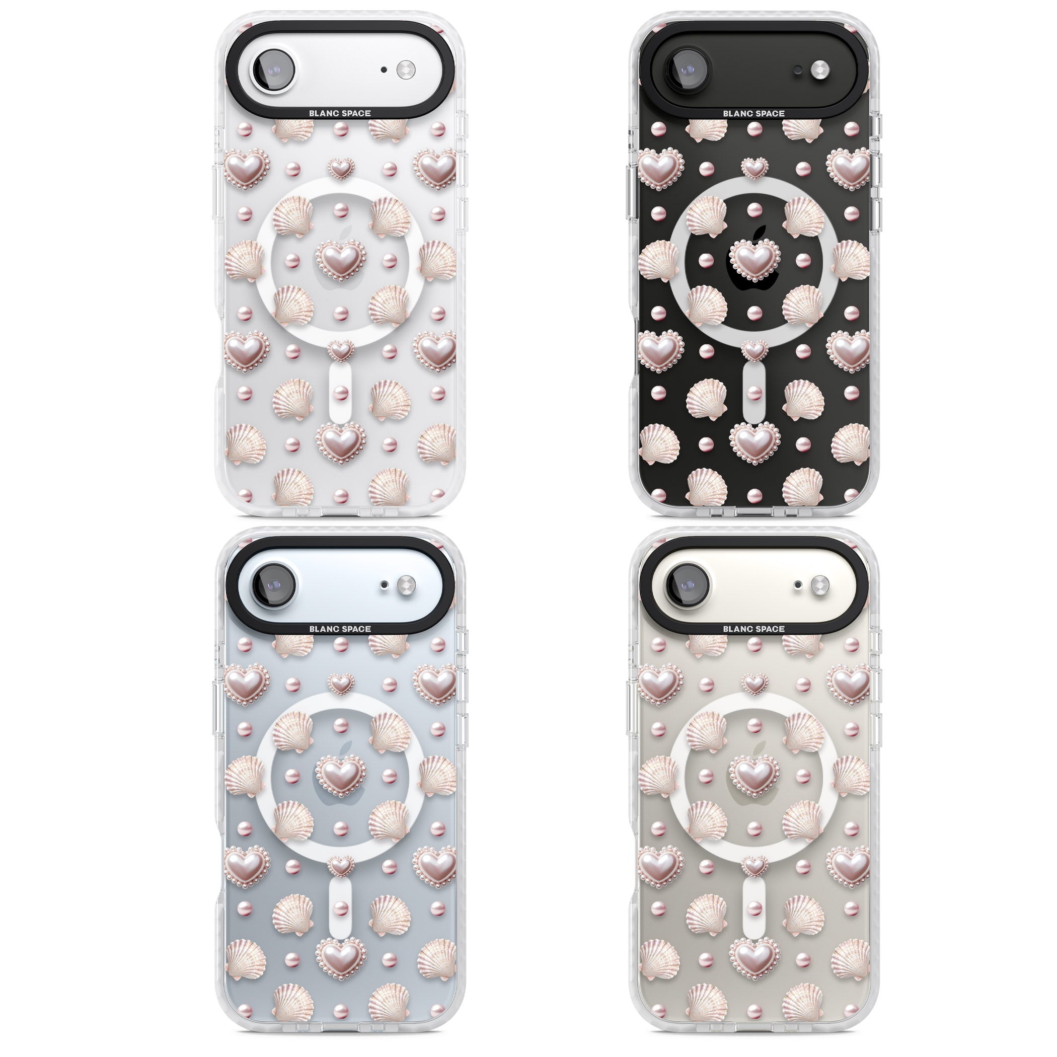 Pearl Hearts iPhone 17 Air Impact Pro Clear Phone Case APT Impact Protection